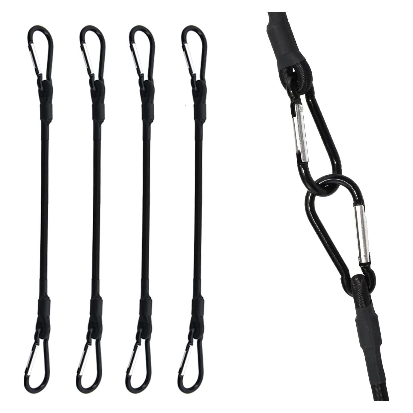 Cuerda Bungee SDTC Tech 60 cm con Ganchos Carabiner - 4 Unidades