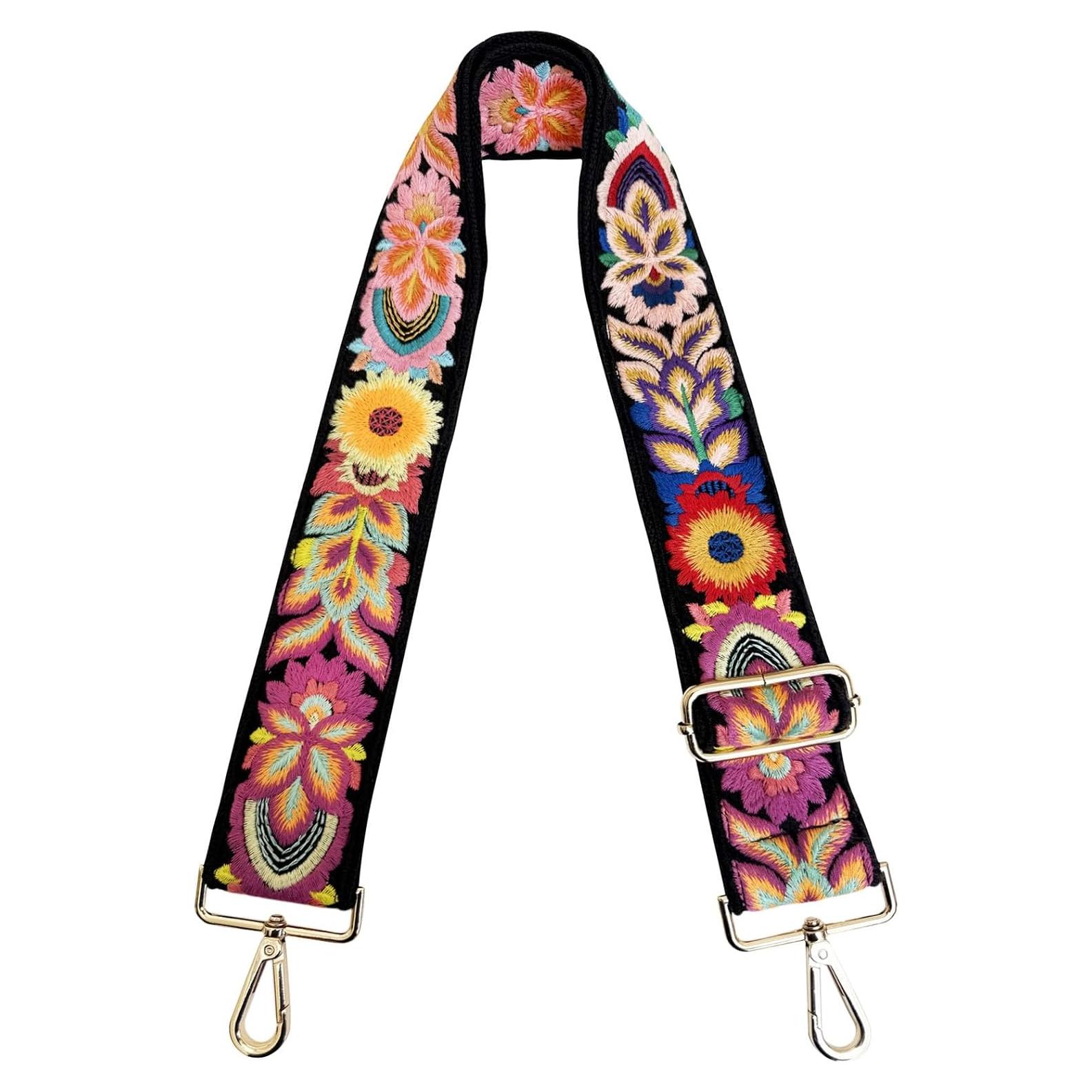 Correa de bolso ajustable TCOMVEZ bordado flores 5,08 cm