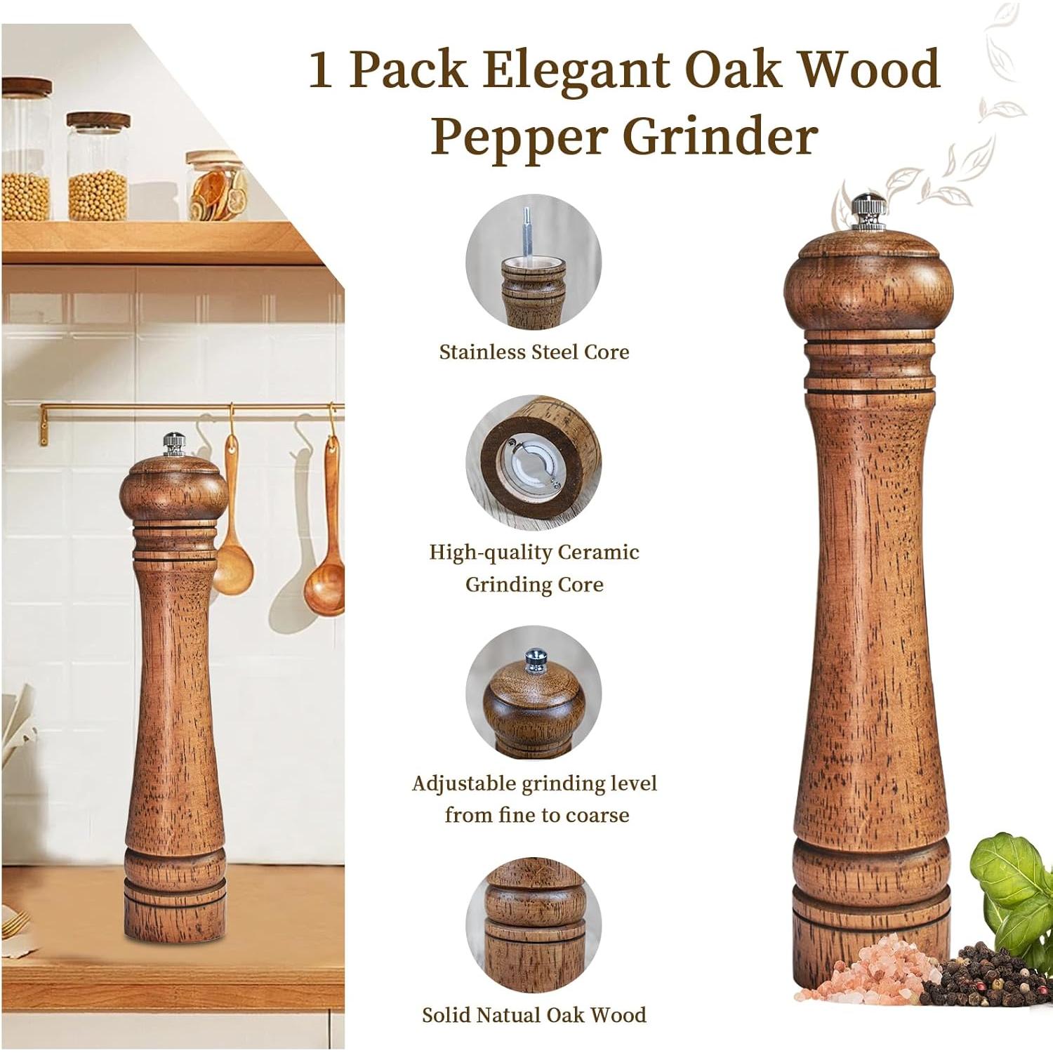 Molinillo de Pimienta de Madera de Roble 25 cm XWXO
