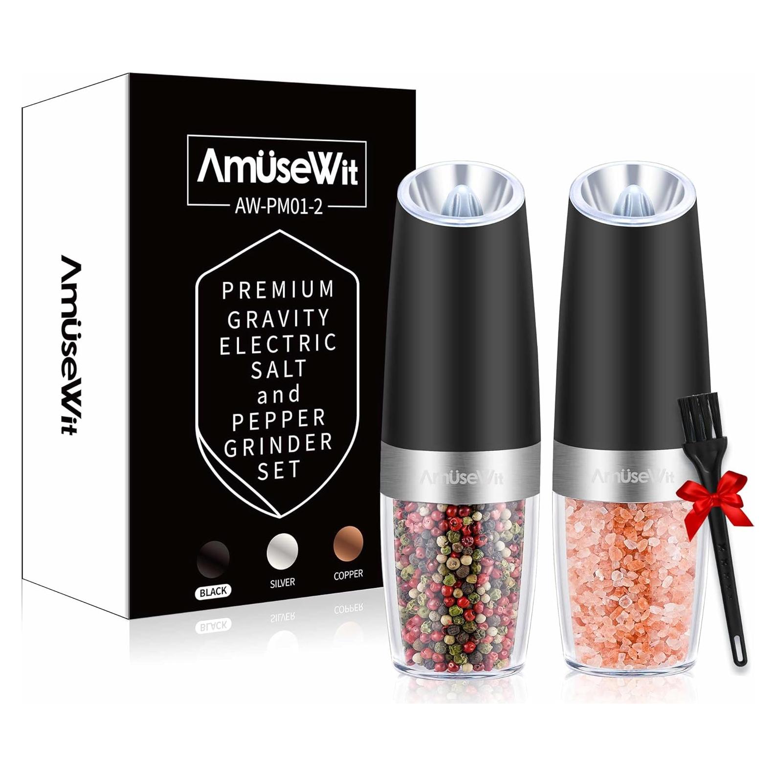 Molinillos Eléctricos de Sal y Pimienta AmuseWit Negro Mate