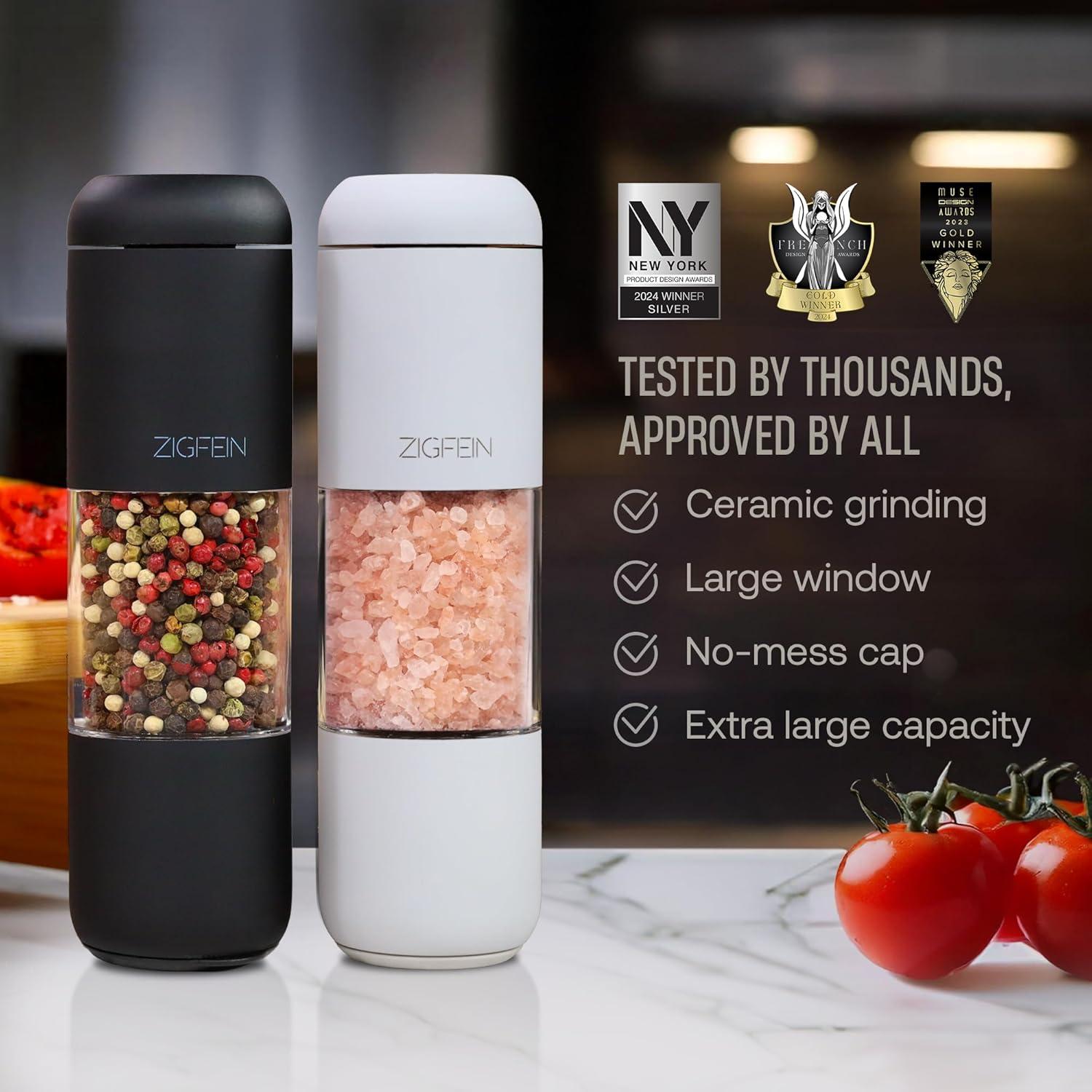 Juego de Molinillos de Sal y Pimienta ZIGFEIN Manual 2-Pack