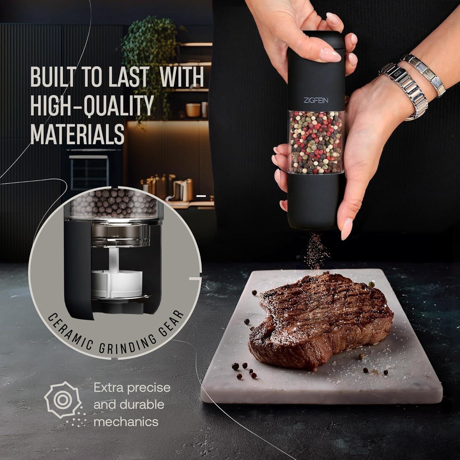 Juego de Molinillos de Sal y Pimienta ZIGFEIN Manual 2-Pack