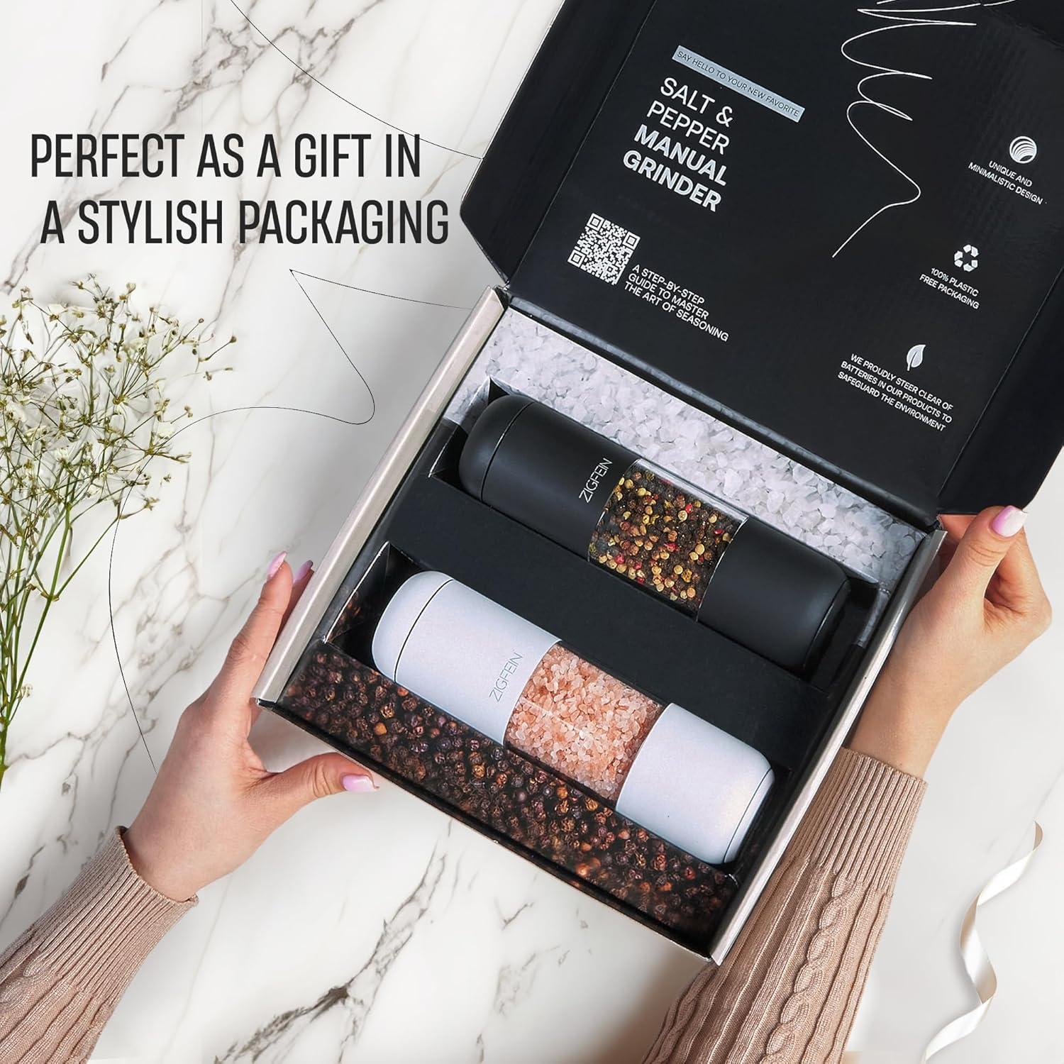 Juego de Molinillos de Sal y Pimienta ZIGFEIN Manual 2-Pack