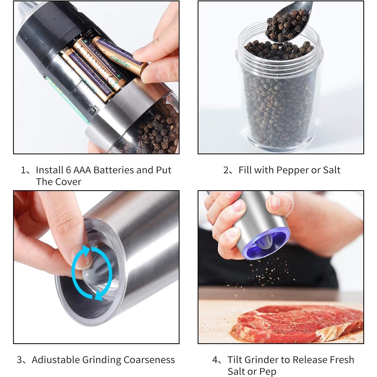 Juego de molinillos eléctricos de sal y pimienta JOBKIM&