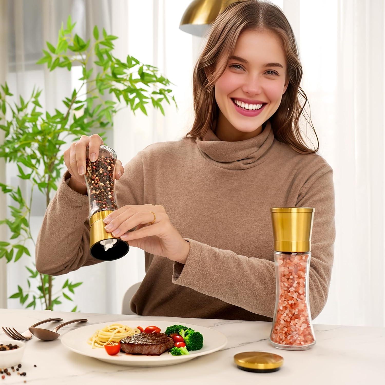 Juego de Molinillos de Sal y Pimienta VEVOK CHEF 180ml Acero Inoxidable