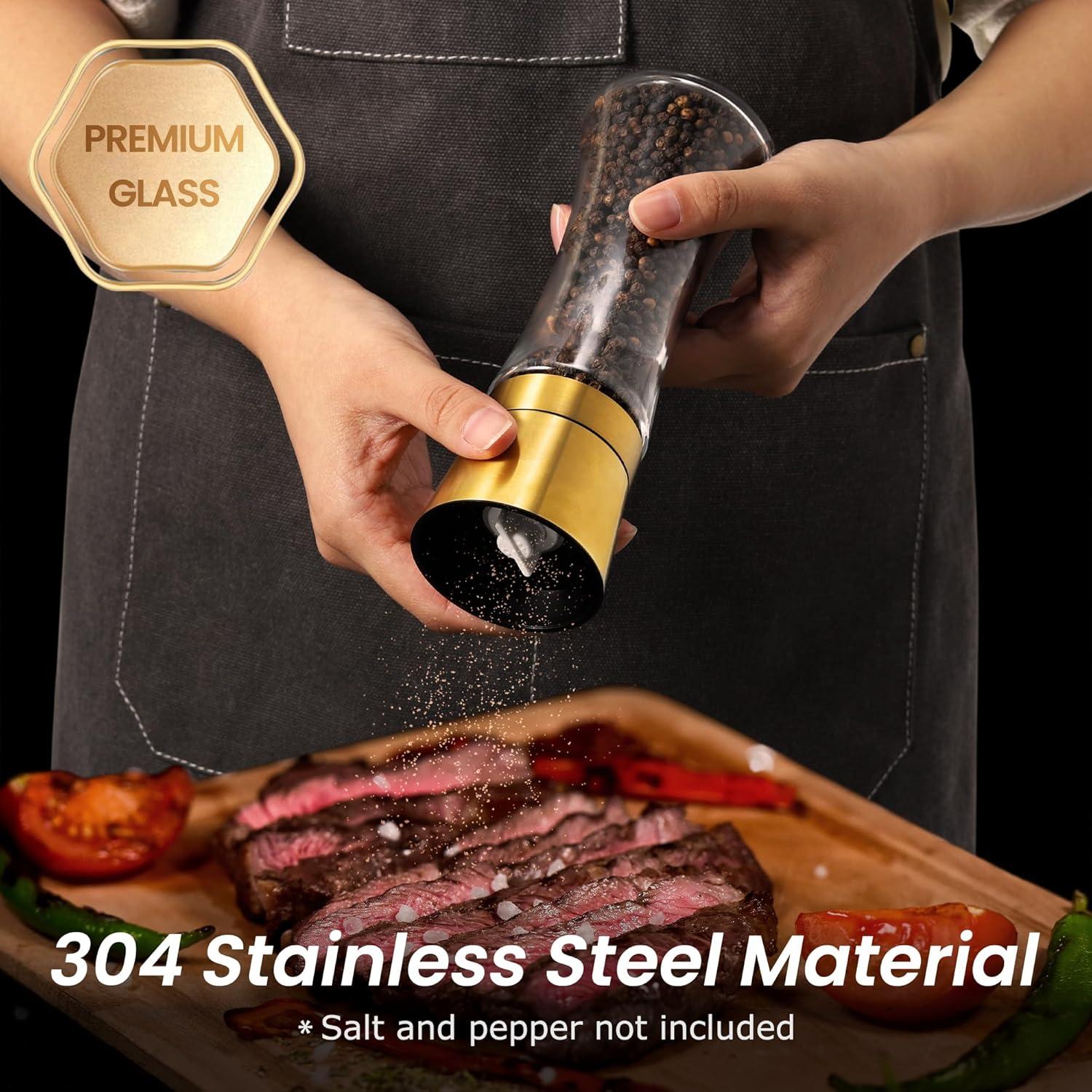 Juego de Molinillos de Sal y Pimienta VEVOK CHEF 180ml Acero Inoxidable