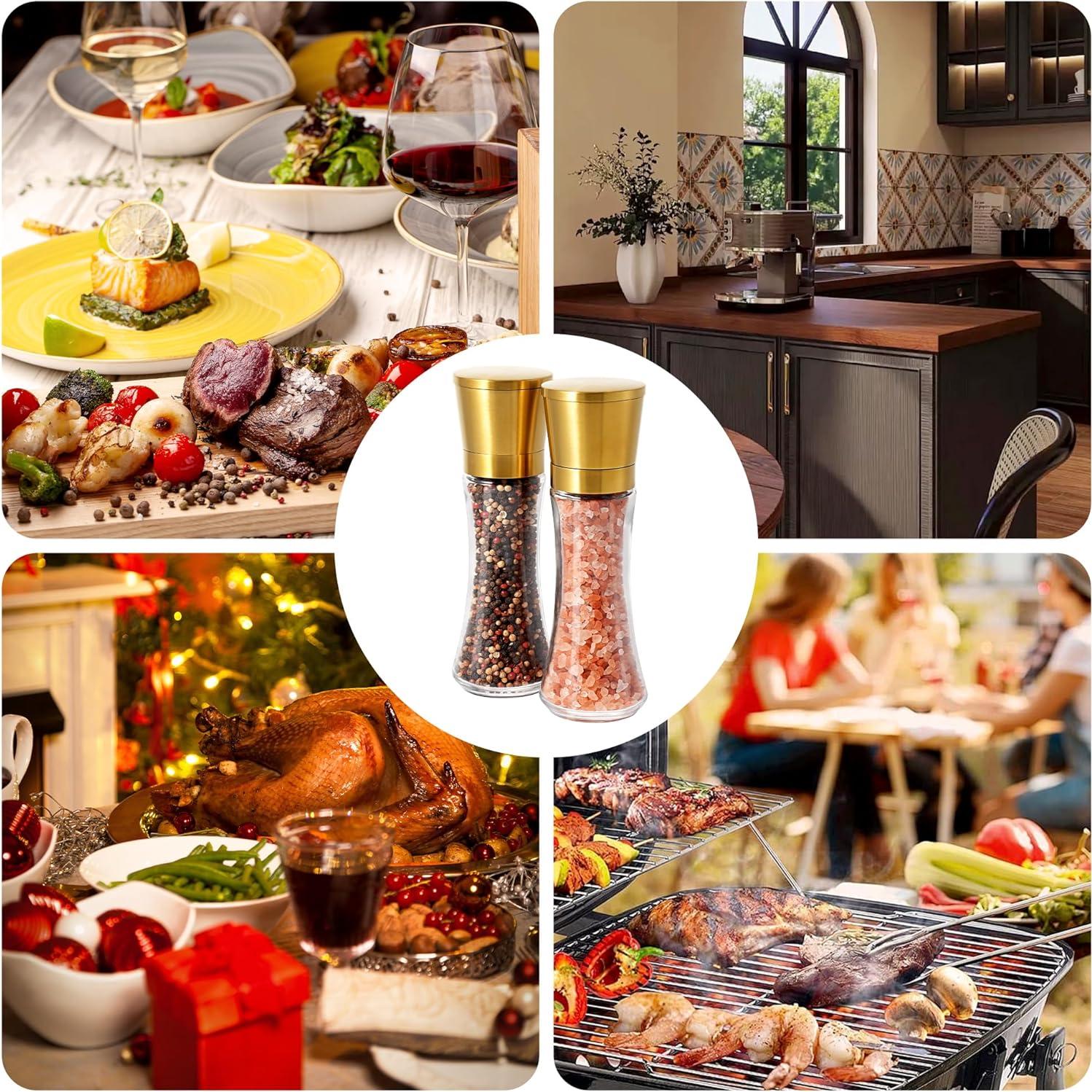 Juego de Molinillos de Sal y Pimienta VEVOK CHEF 180ml Acero Inoxidable