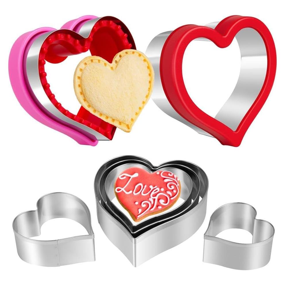 Juego de Cortadores de Galletas Corazón BYkooc 8 Piezas