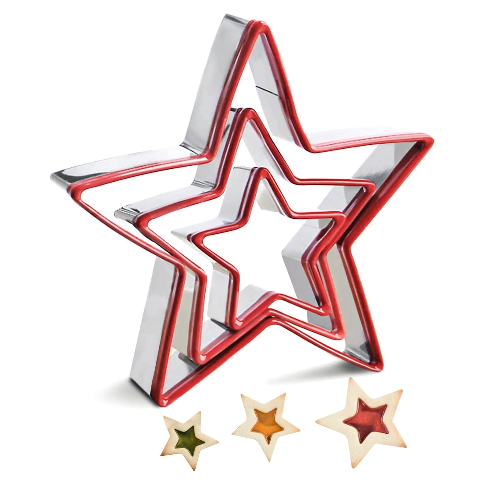 Juego de Cortadores de Galletas Estrella RUNHUAPPY 3 Piezas