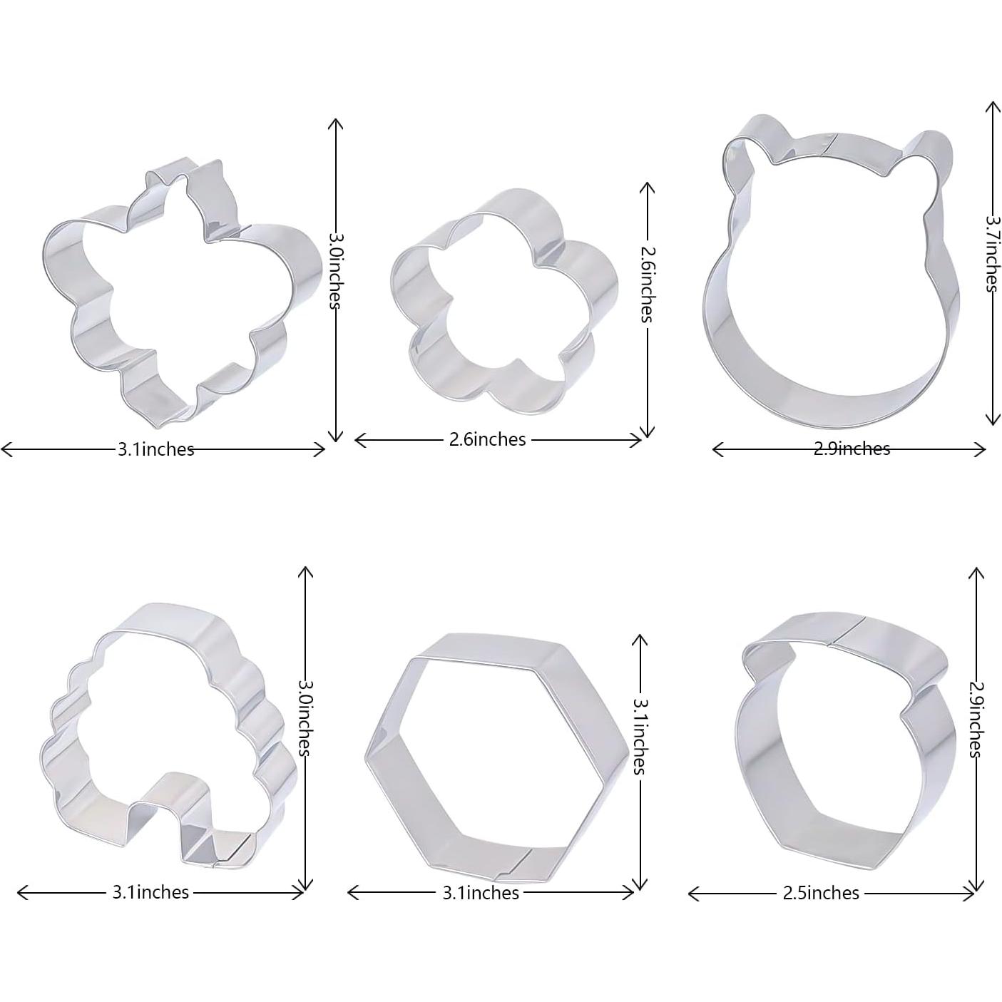 Juego de 6 Cortadores de Galletas Kukifun Abeja y Winnie Pooh