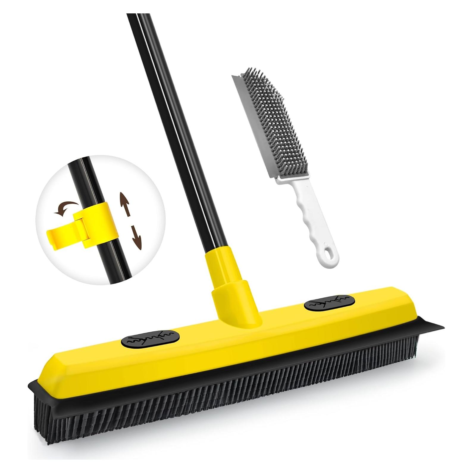 Escoba de goma JEHONN con rasqueta y mango extensible 134 cm