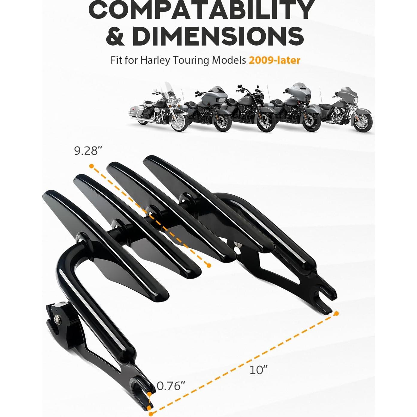 Soporte de Equipaje PBYMT para Harley Touring 2009-2024 Negro