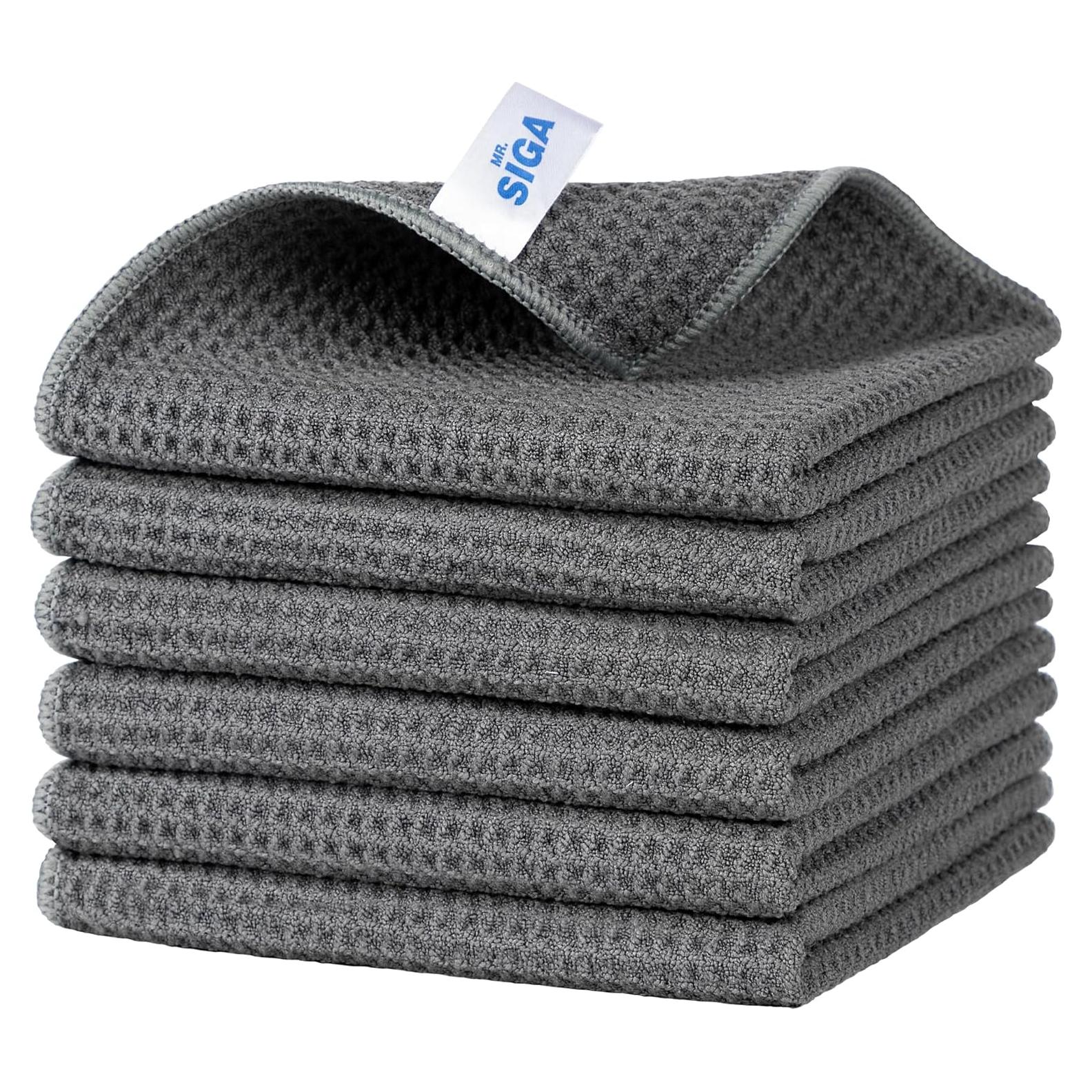 Paños de Limpieza Microfibra MR.SIGA 6 Unidades Gris 32x32 cm