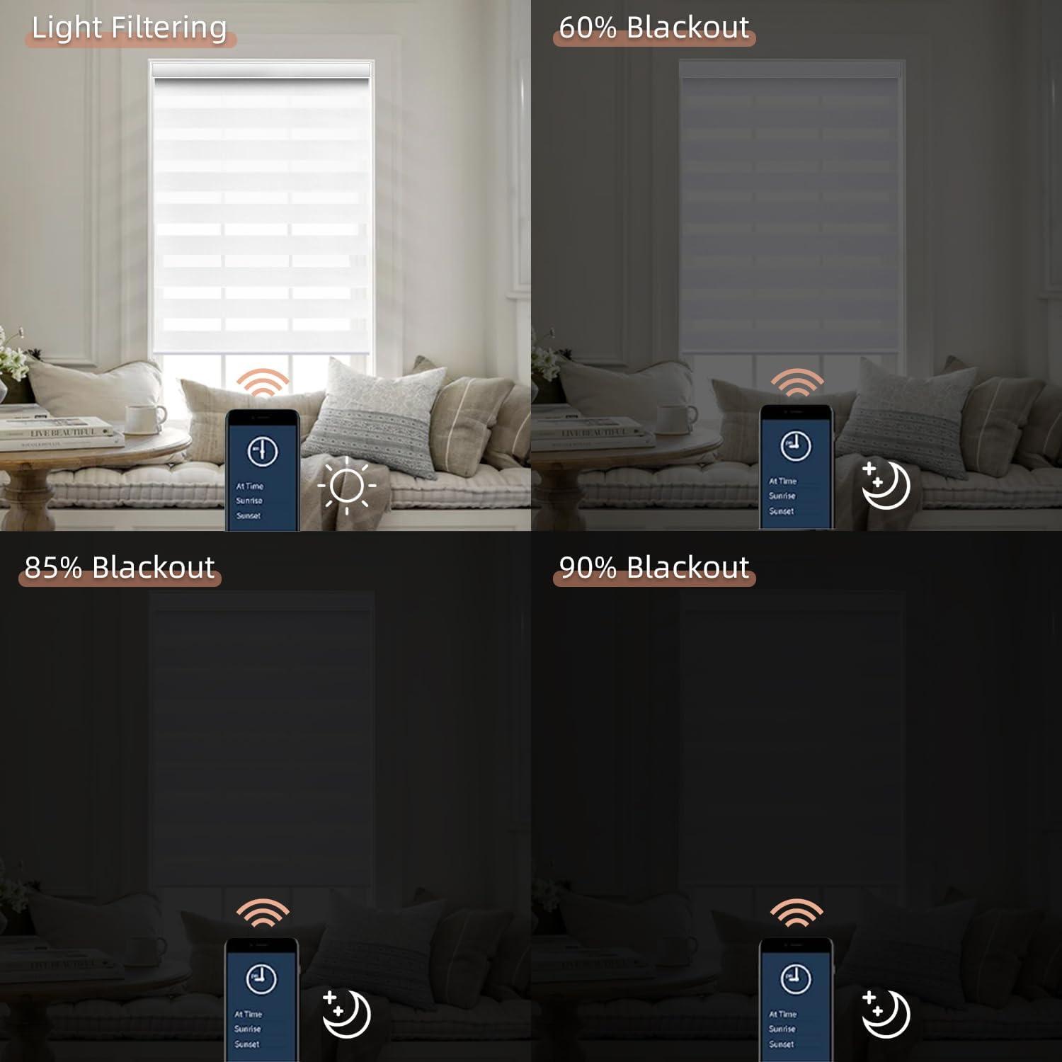 Persianas Zebra Motorizadas Canisteo 90% Oscurecimiento Blanco