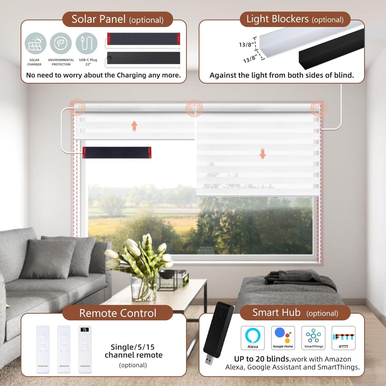 Persianas Zebra Motorizadas Canisteo 90% Oscurecimiento Blanco