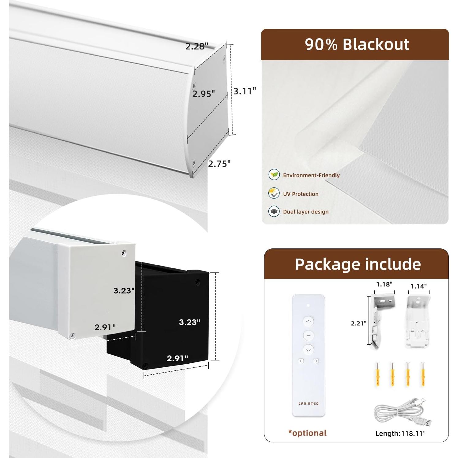 Persianas Zebra Motorizadas Canisteo 90% Oscurecimiento Blanco