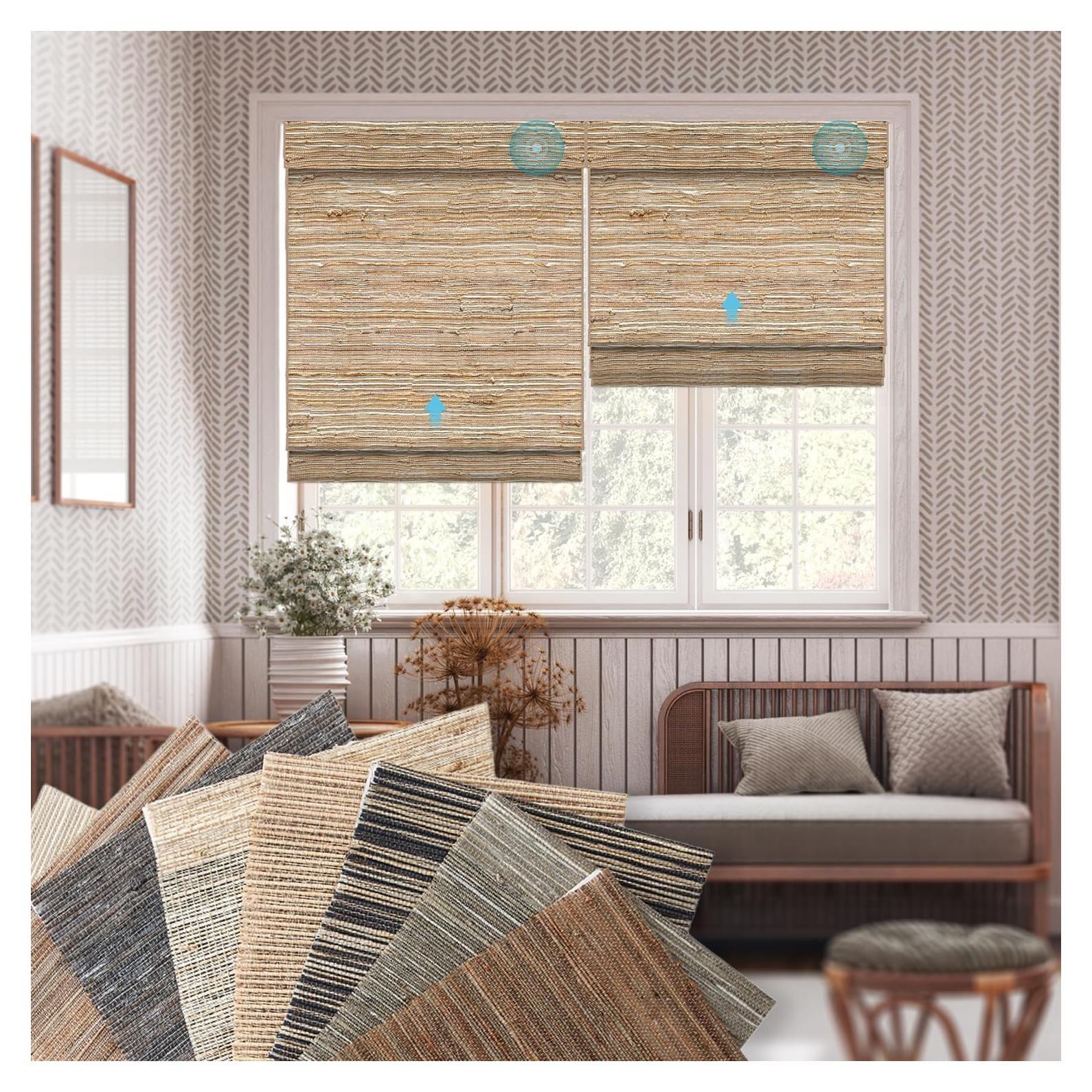 Persiana Motorizada SmartWings de Madera Tejida Natural 12.7x25.4cm