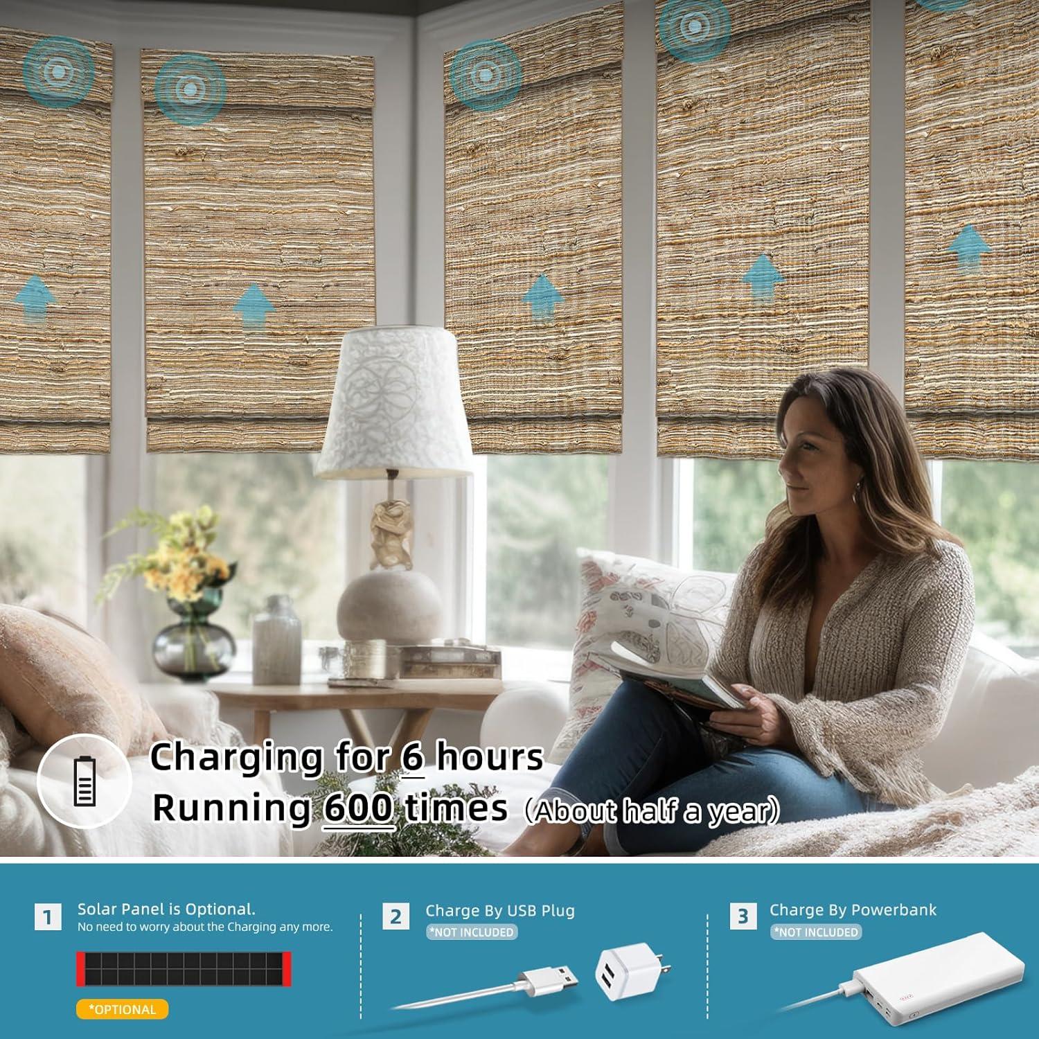 Persiana Motorizada SmartWings de Madera Tejida Natural 12.7x25.4cm