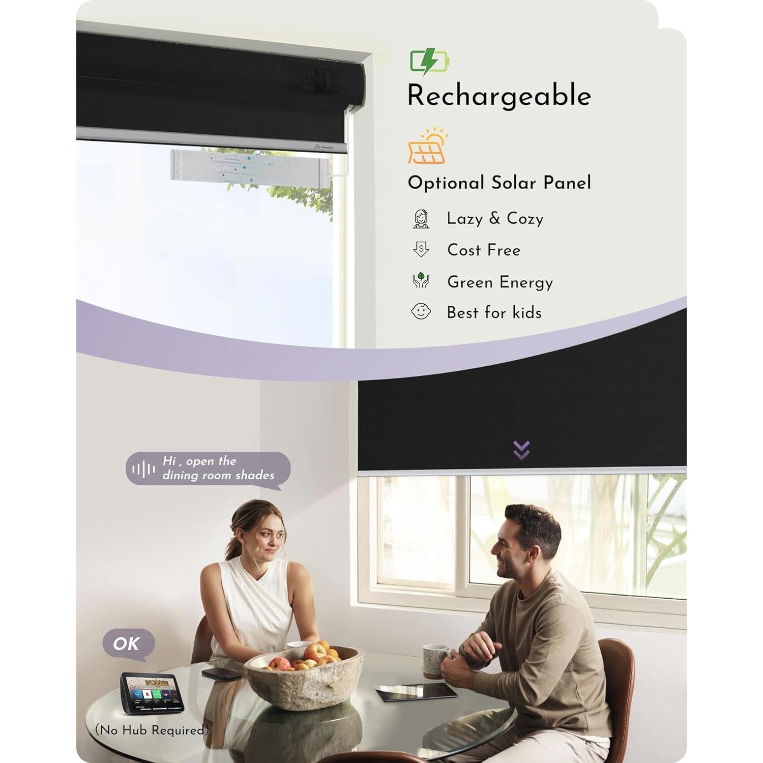 Cortina Enrollable Motorizada Graywind 100% Oscurecimiento Negro