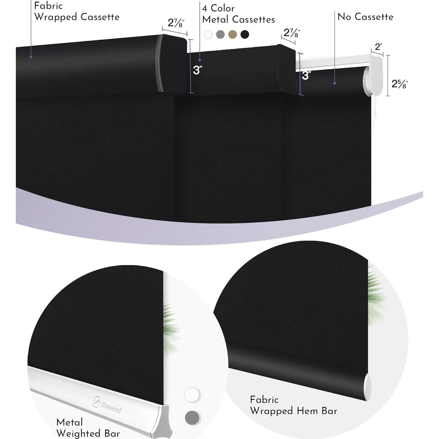 Cortina Enrollable Motorizada Graywind 100% Oscurecimiento Negro