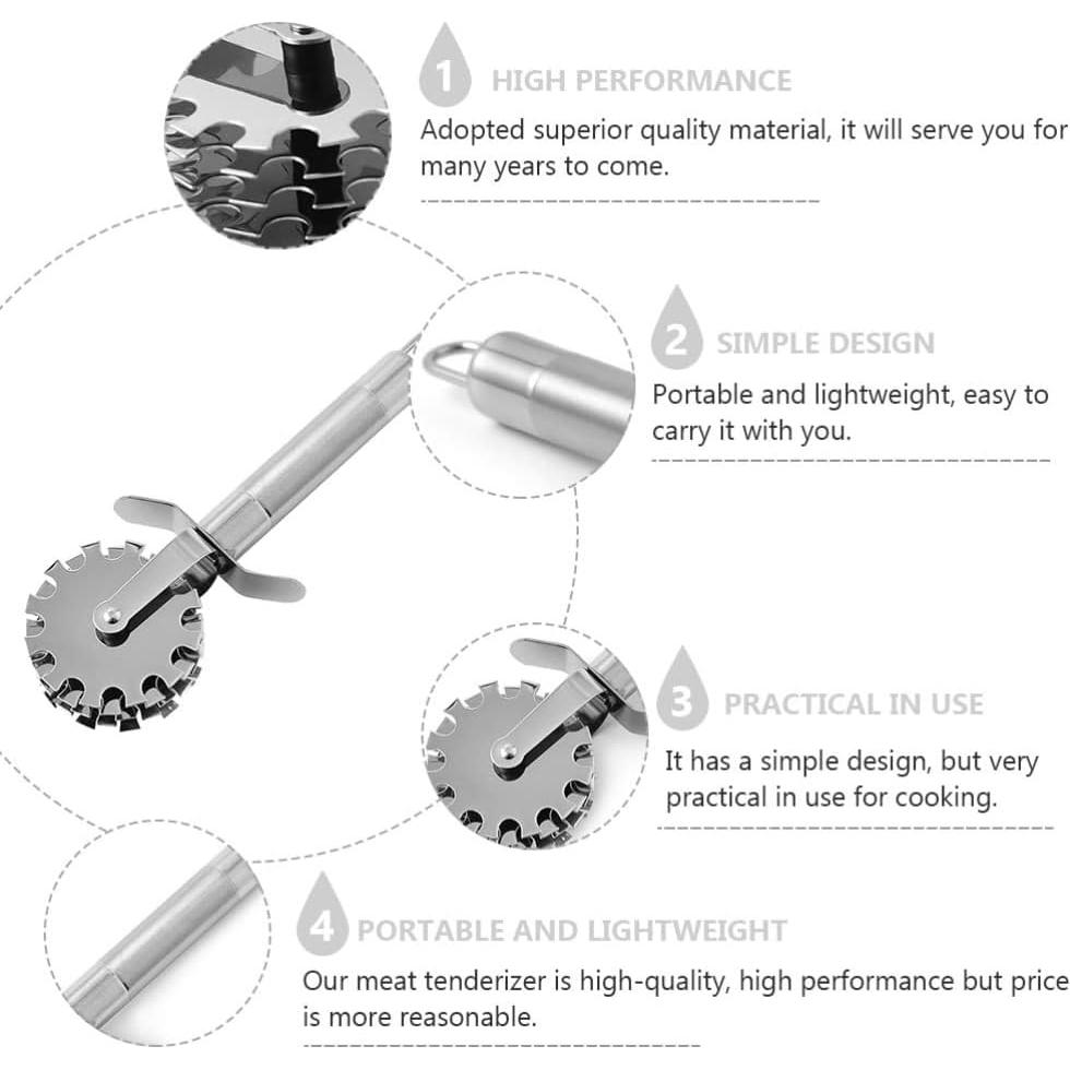 Rodillo Aplanador de Carne DOITOOL Acero Inoxidable 19.3cm