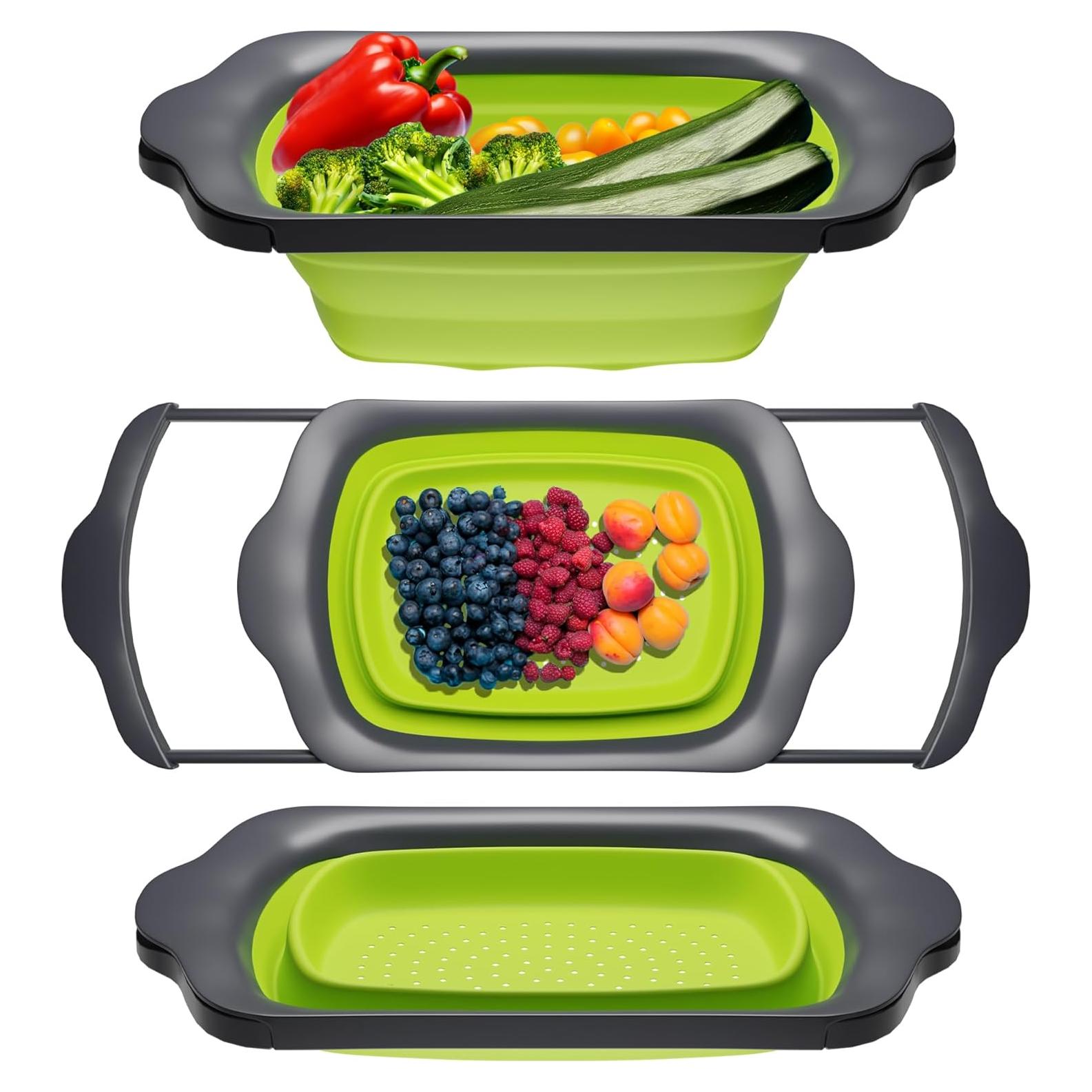 Colador Plegable Comfify 6 Cuartos Silicona Verde