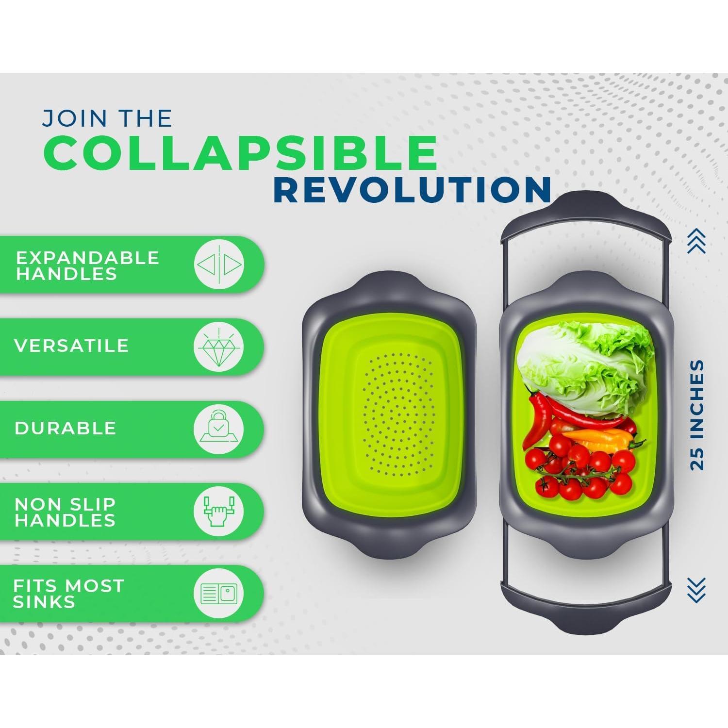 Colador Plegable Comfify 6 Cuartos Silicona Verde