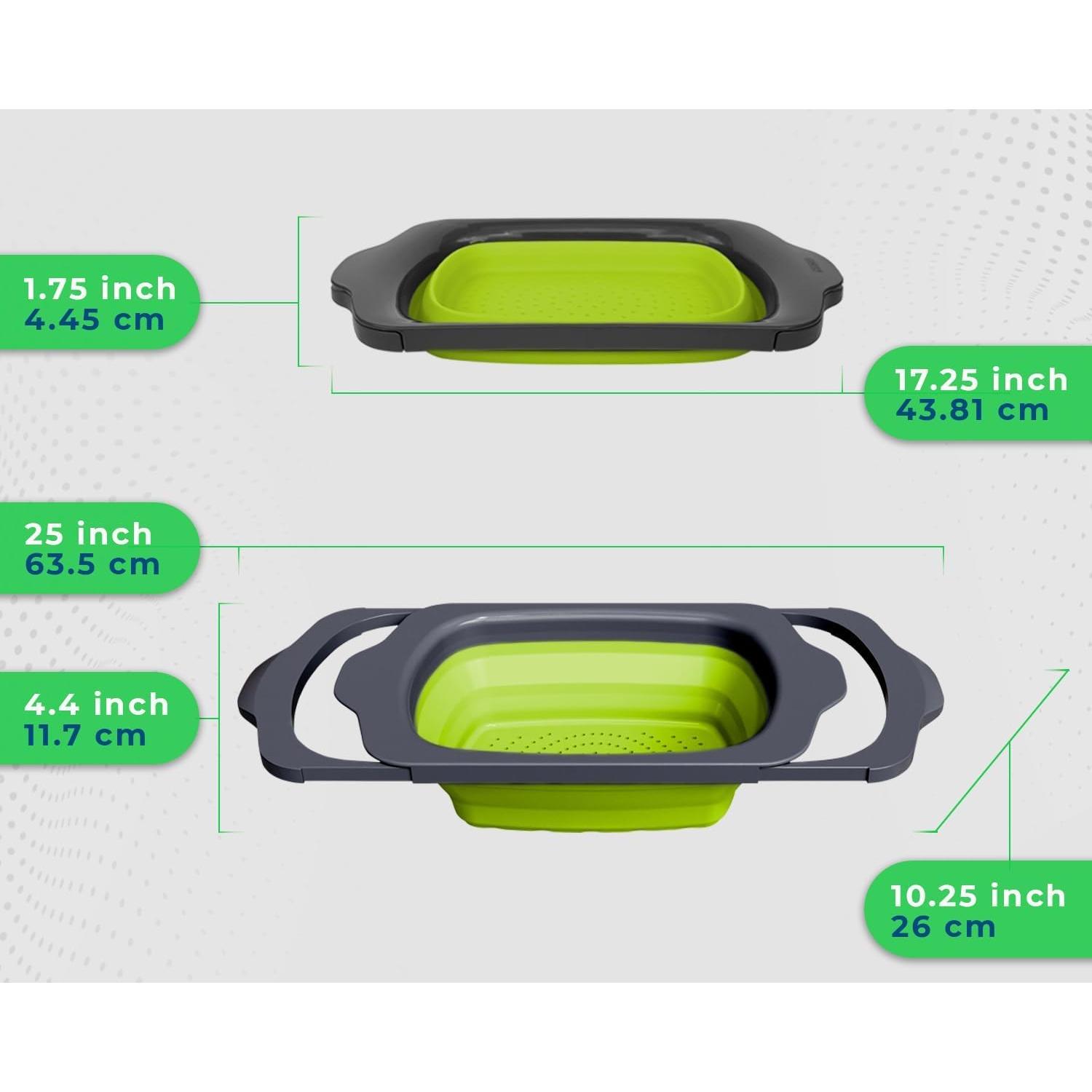 Colador Plegable Comfify 6 Cuartos Silicona Verde