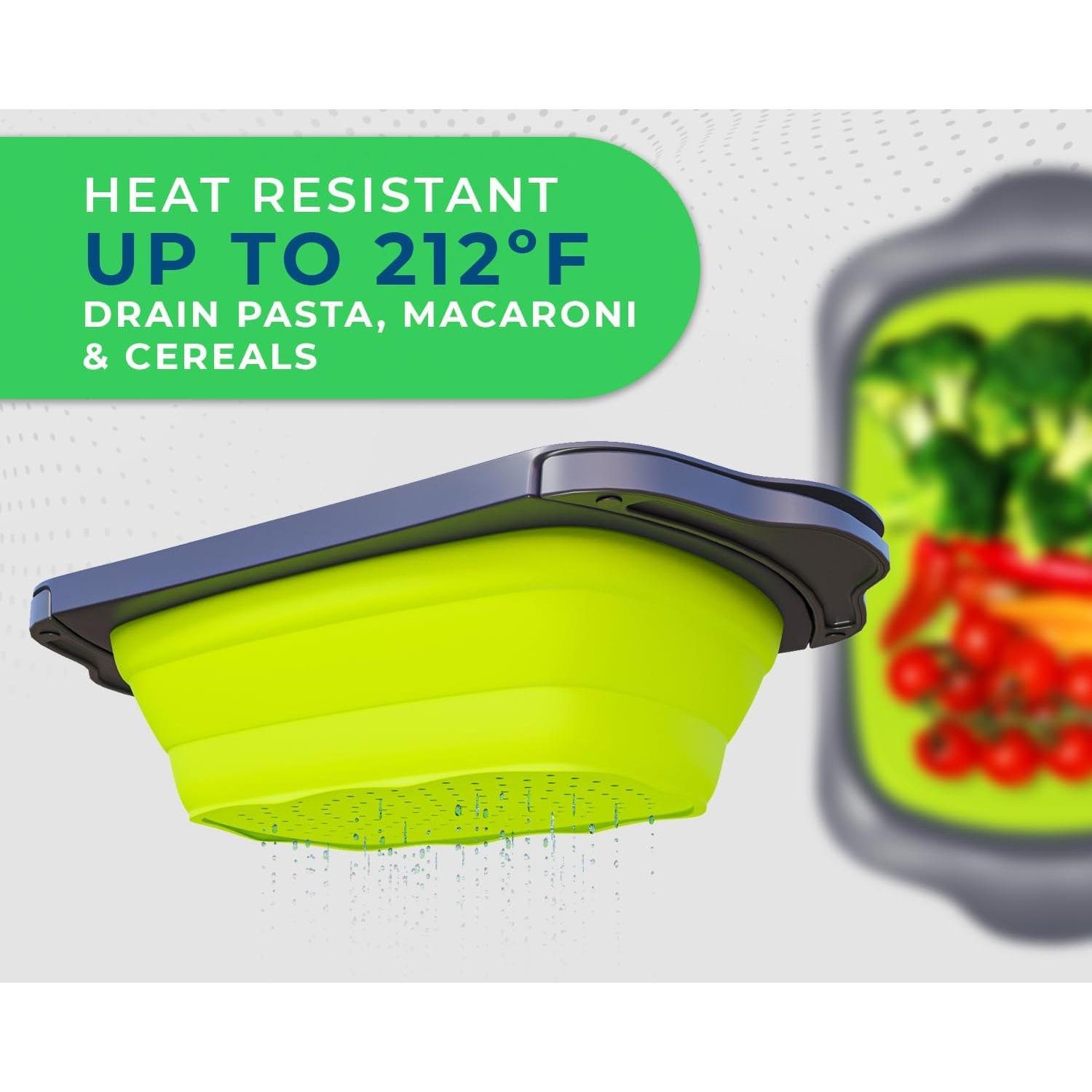 Colador Plegable Comfify 6 Cuartos Silicona Verde