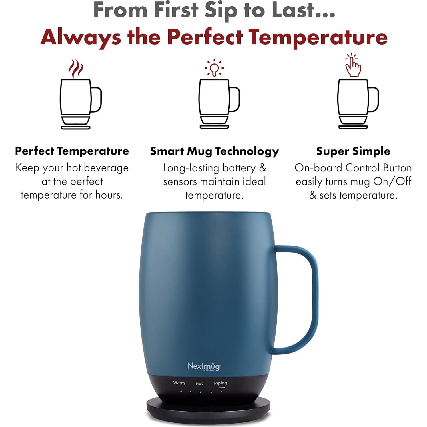 Nextmug Plus - Taza autocalentable 18 oz. Azul pizarra