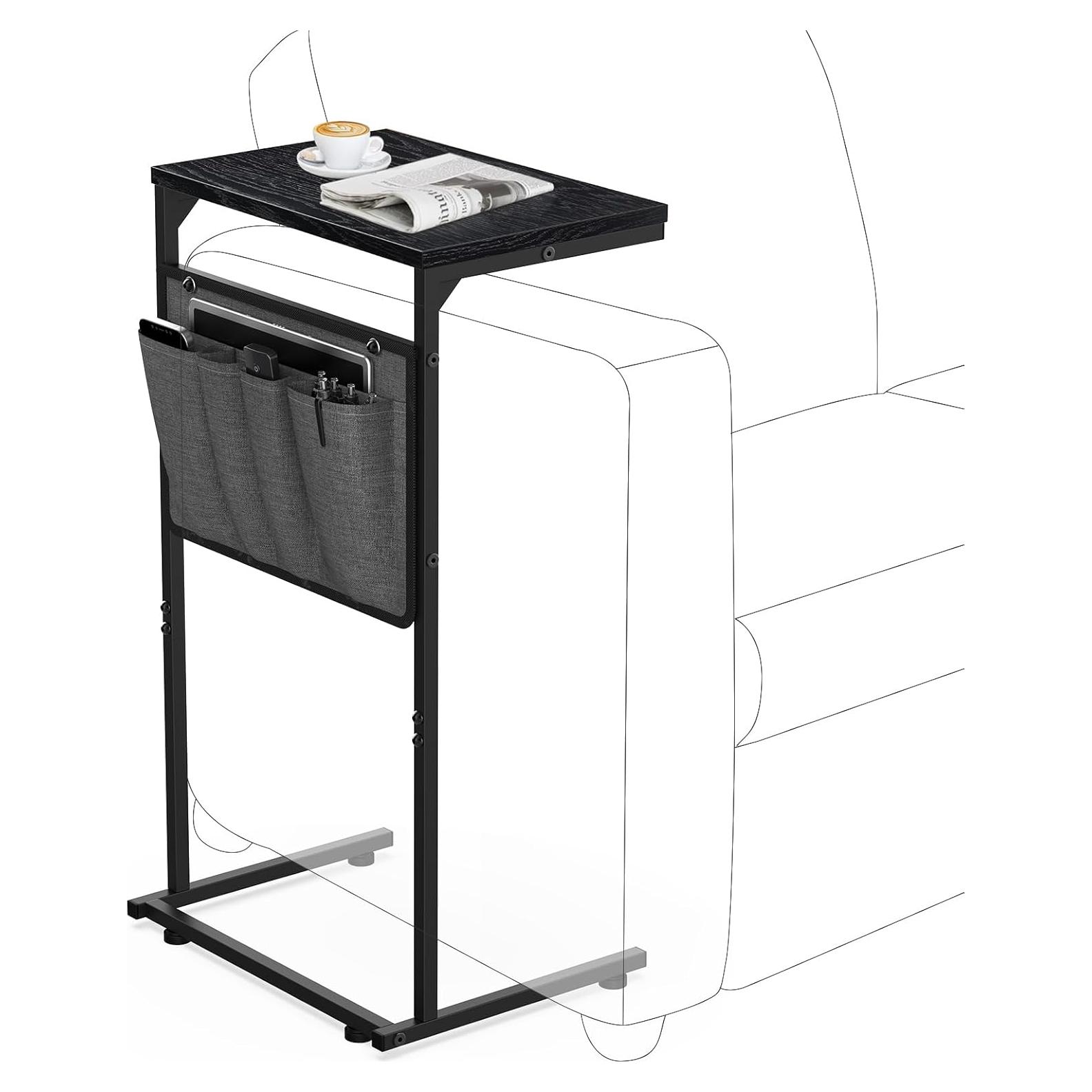 Mesa lateral en forma de C Vantic, roble ennegrecido 71 cm