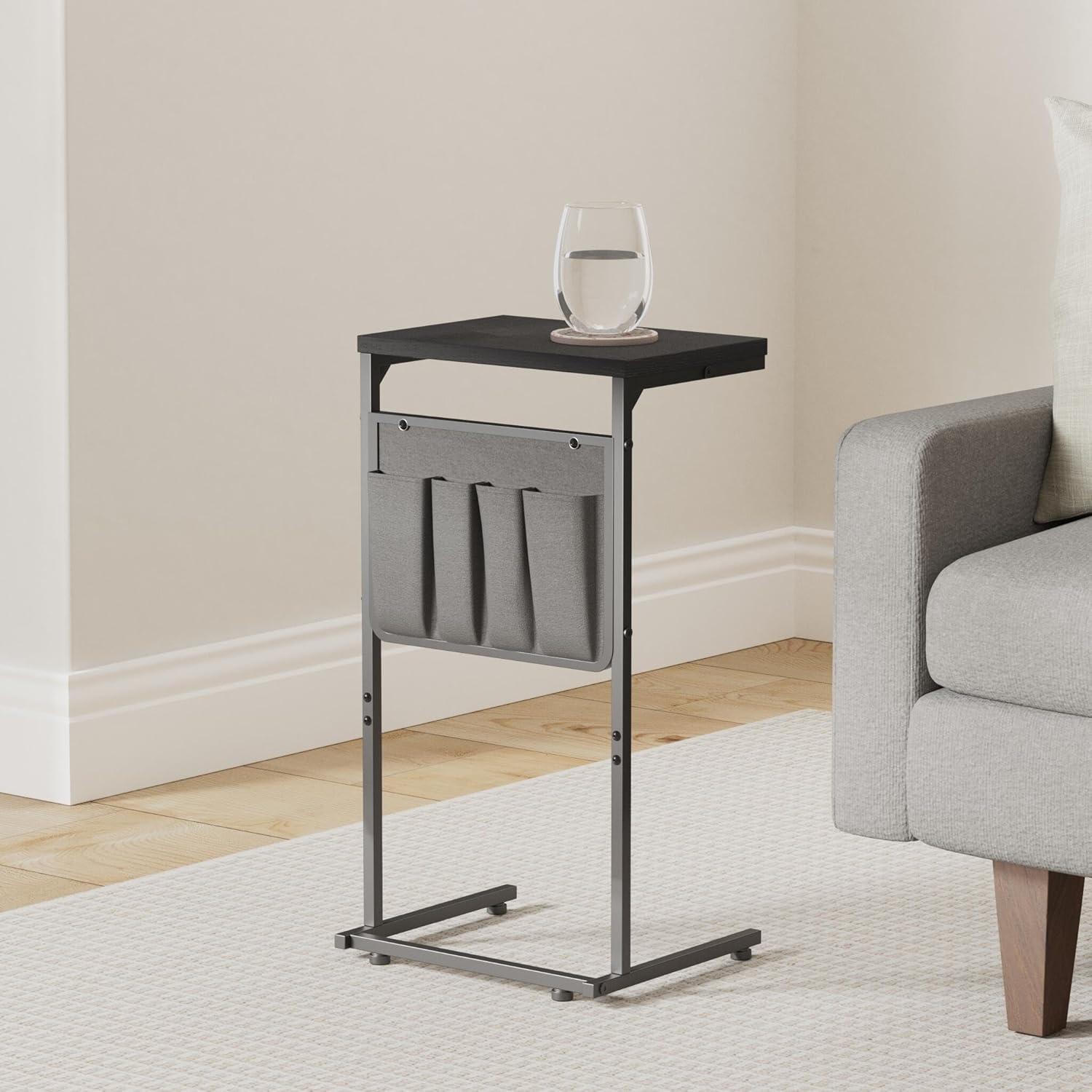 Mesa lateral en forma de C Vantic, roble ennegrecido 71 cm