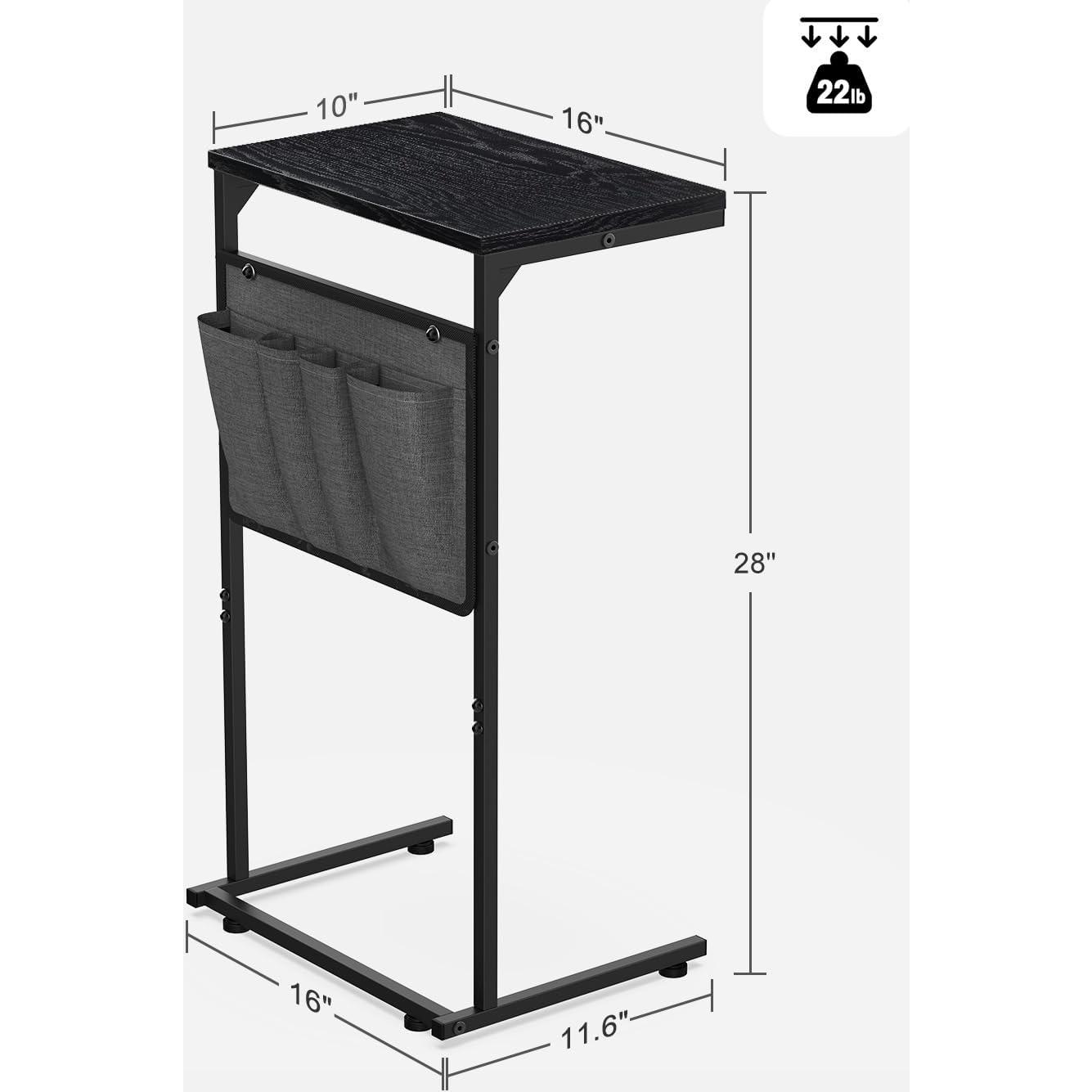 Mesa lateral en forma de C Vantic, roble ennegrecido 71 cm