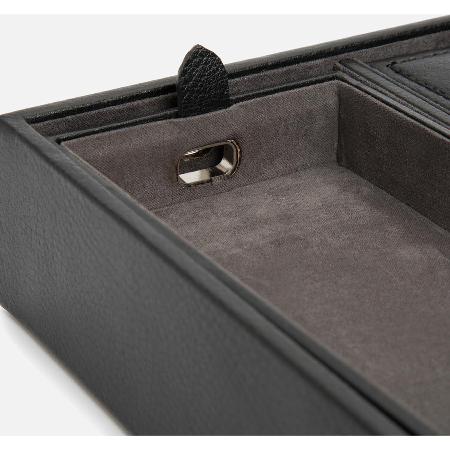 Bandeja de Valet Wolf Blake Cuero Negro y Gris 5 Compartimentos