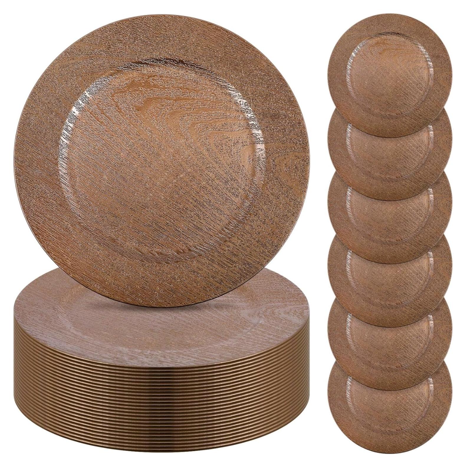 Mifoci 50 Platos Cargadores de Plástico Rústicos 33 cm