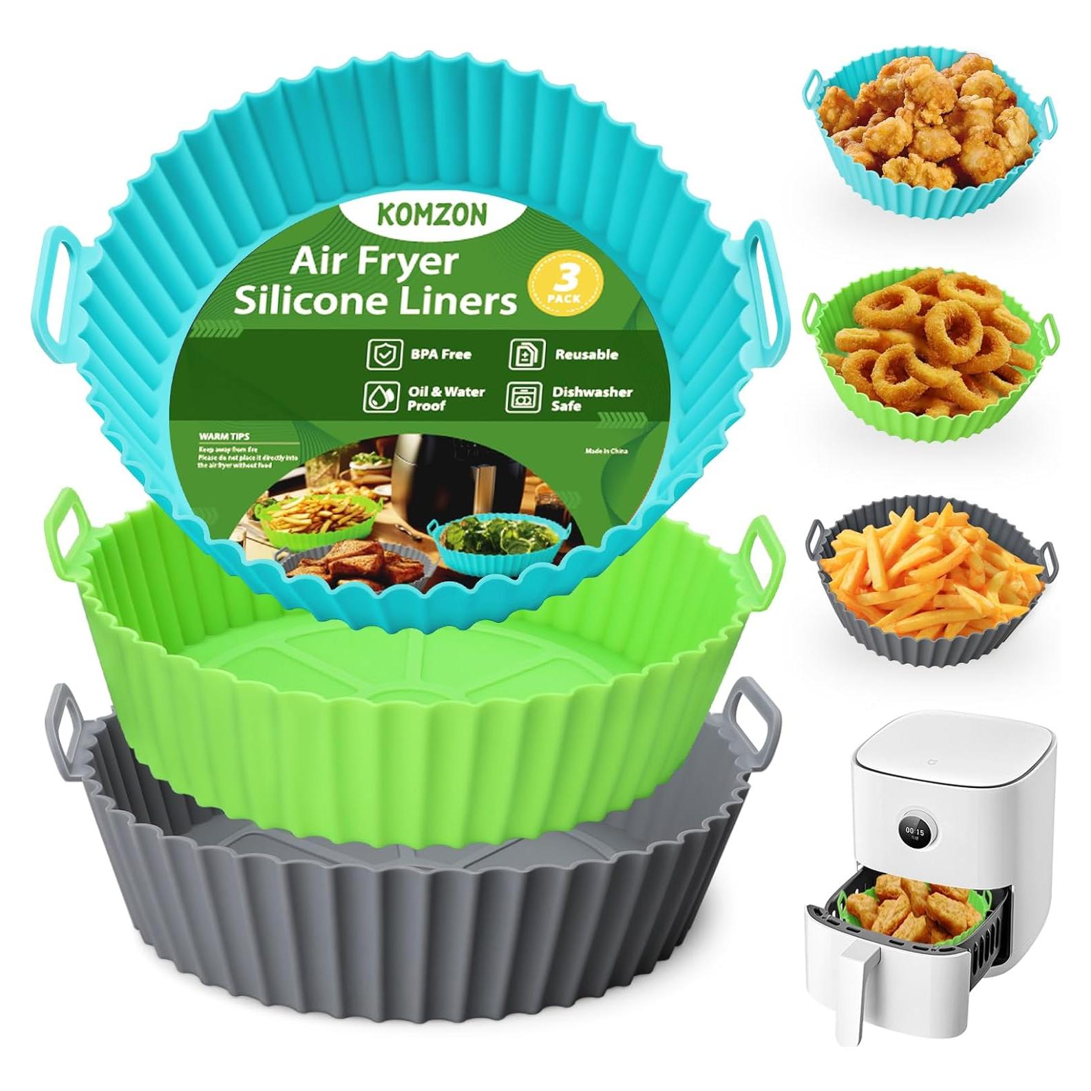 Paquete de 3 forros de silicona Komzon 20,32 cm reutilizables