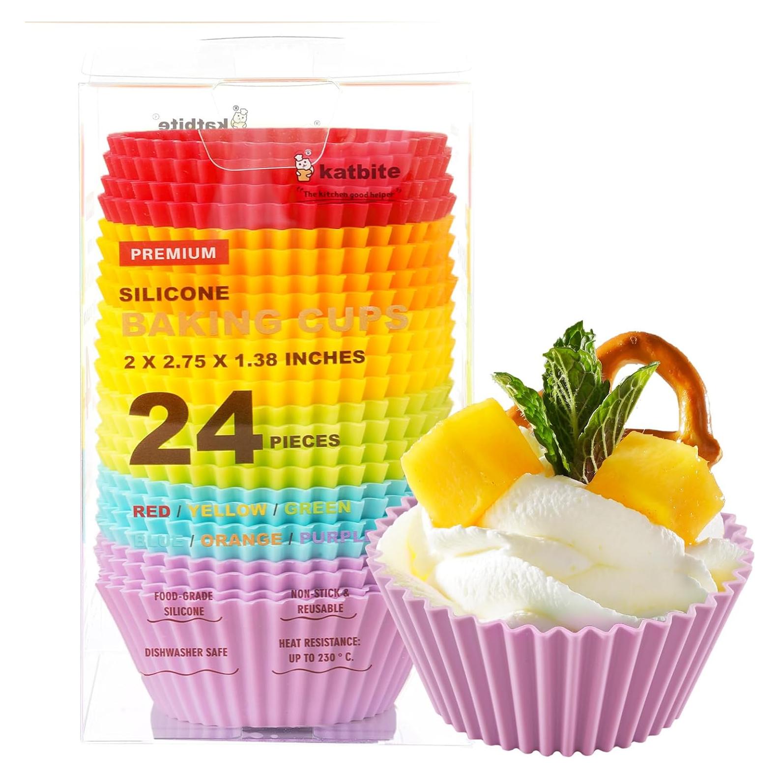 Moldes de Cupcake de Silicona Katbite 24 Piezas Multicolor