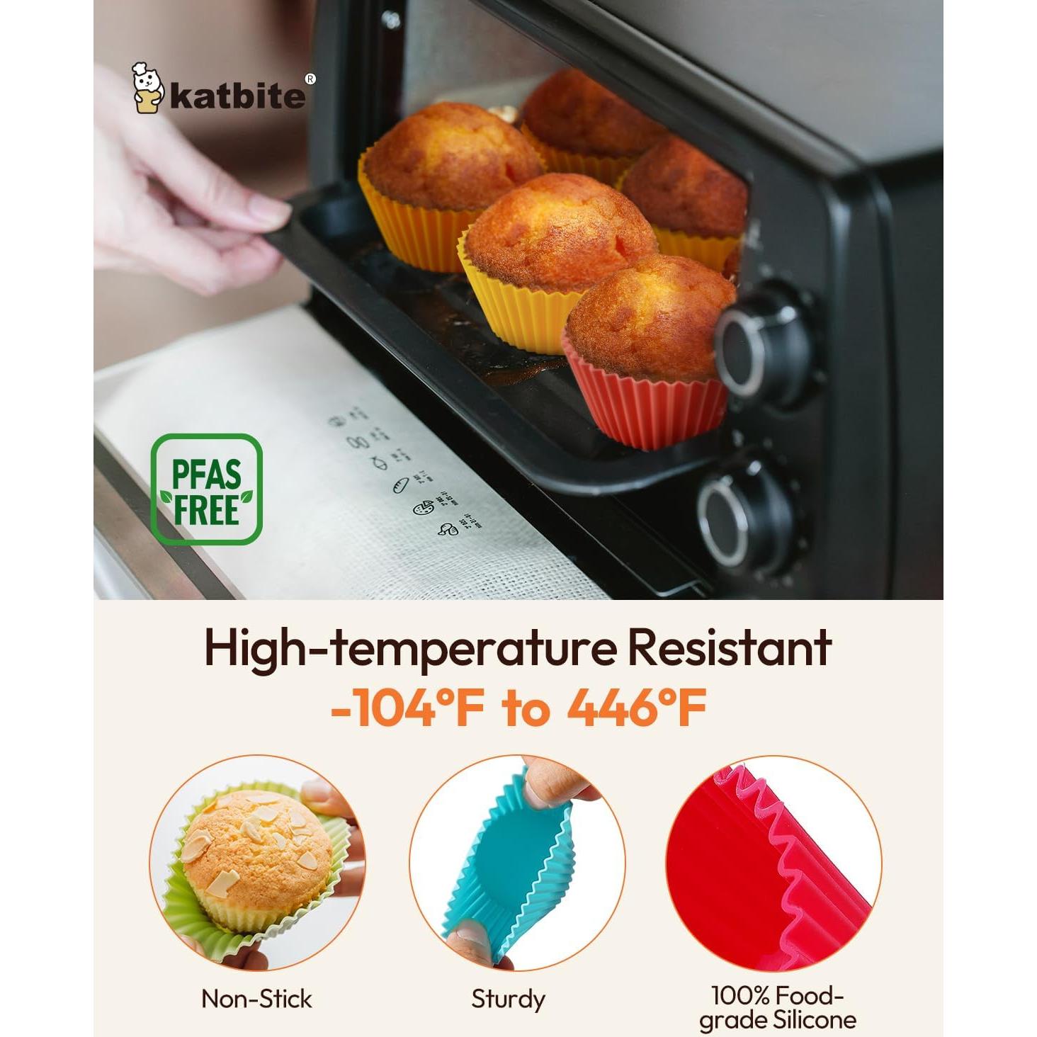 Moldes de Cupcake de Silicona Katbite 24 Piezas Multicolor