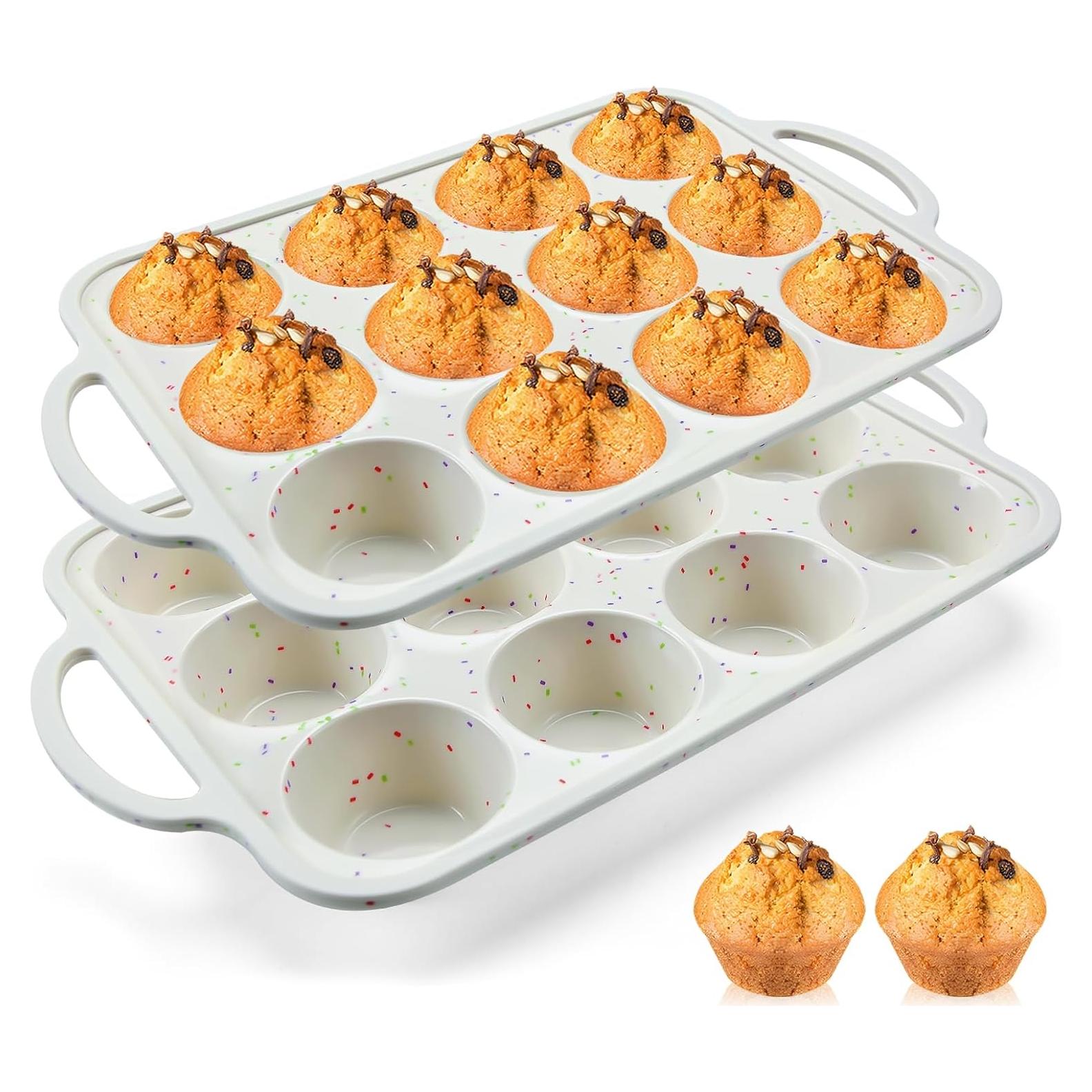 Moldes de Silicona para Muffins Vinino 12 Tazas x 2 Paquete