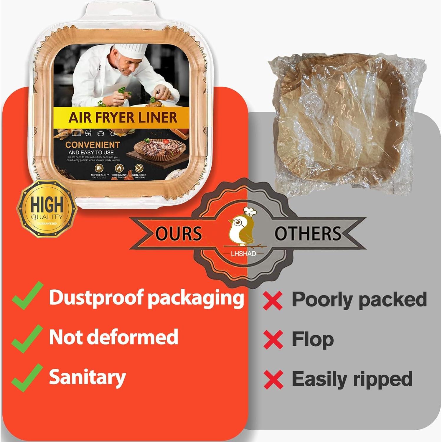 Forros desechables para freidora de aire LHSHAD 125 piezas 22.86 cm