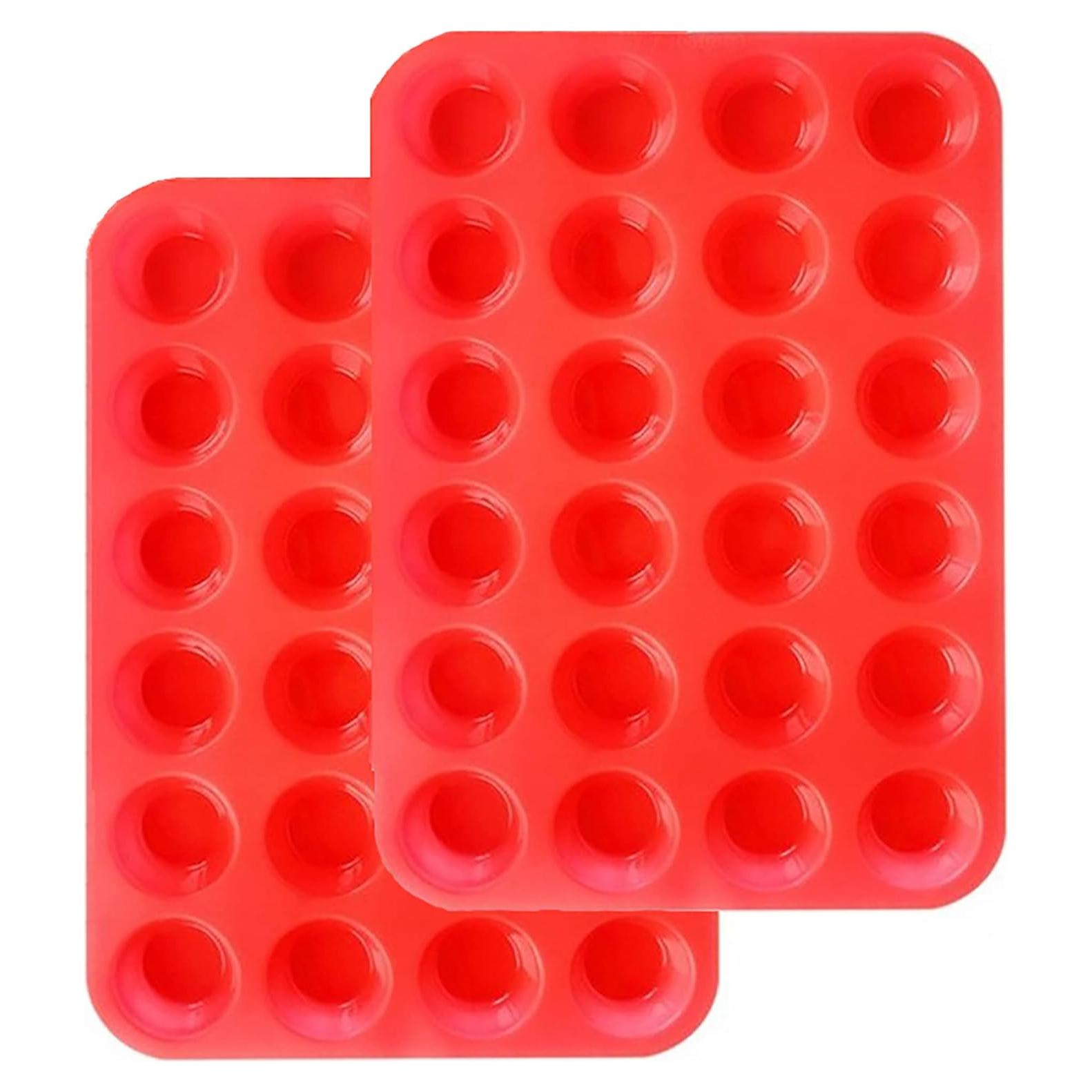 Molde de Silicona Antiadherente JEWOSTER 24 Tazas Rojas