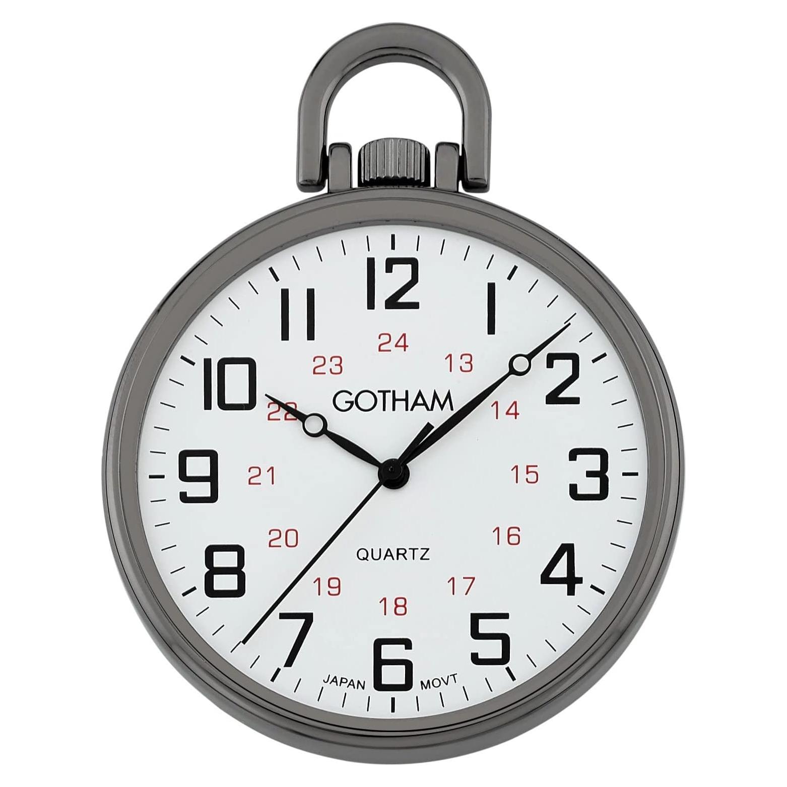 Reloj de bolsillo Gotham GWC15026B gunmetal 44mm con cadena
