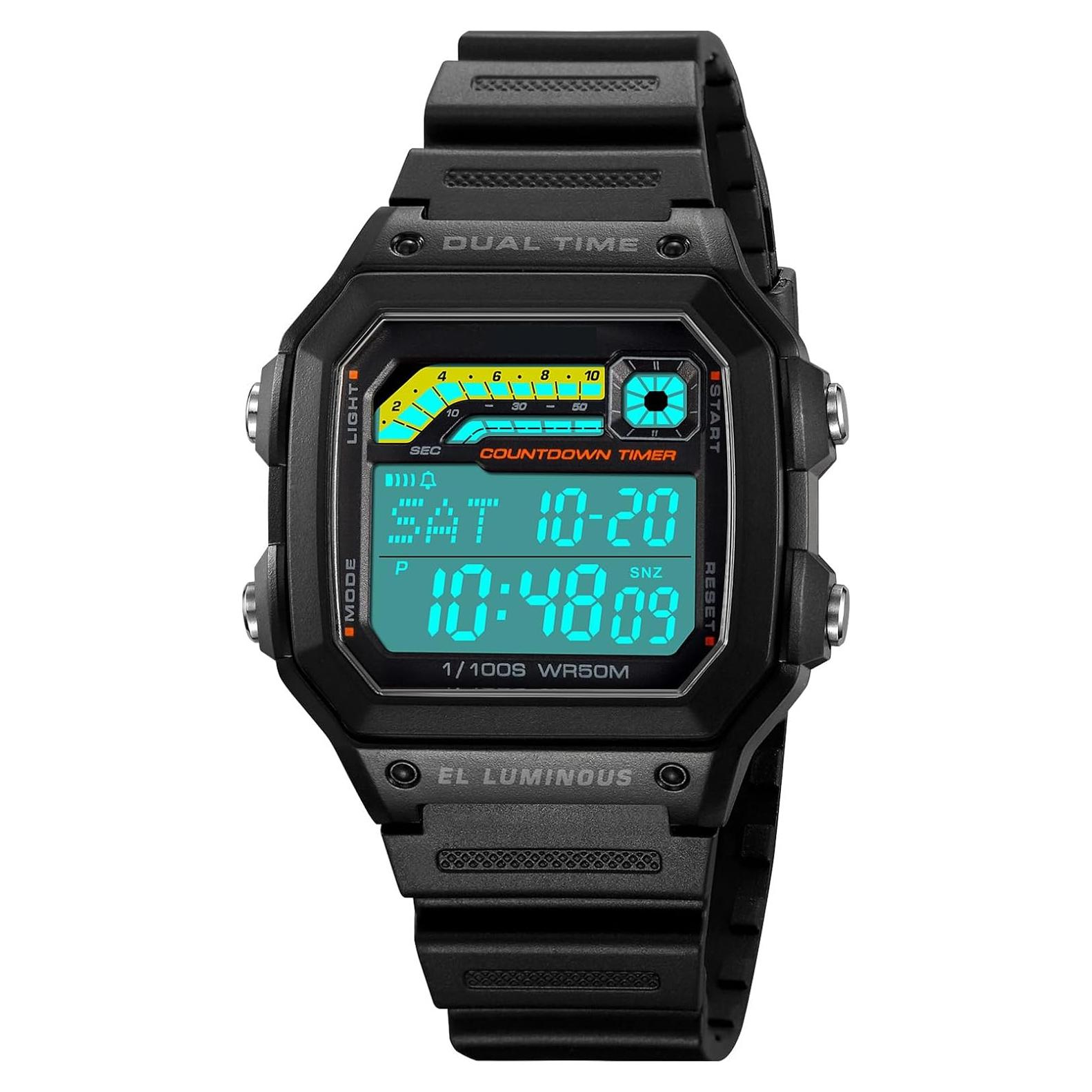 Reloj Digital Multifuncional PASOY Hombre Impermeable 50m