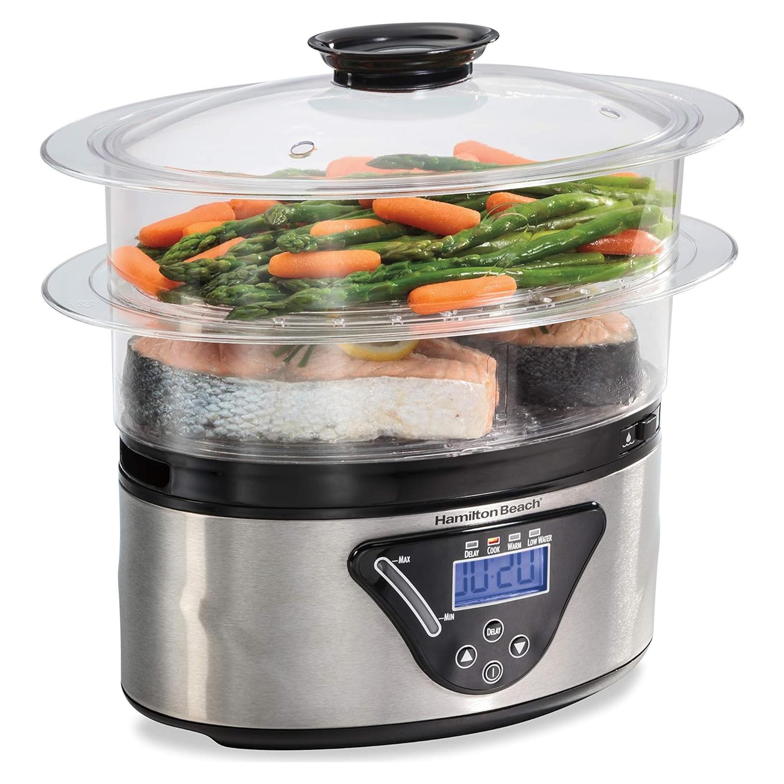 Cocedor Digital Hamilton Beach 5.5L Apilable Negro Acero