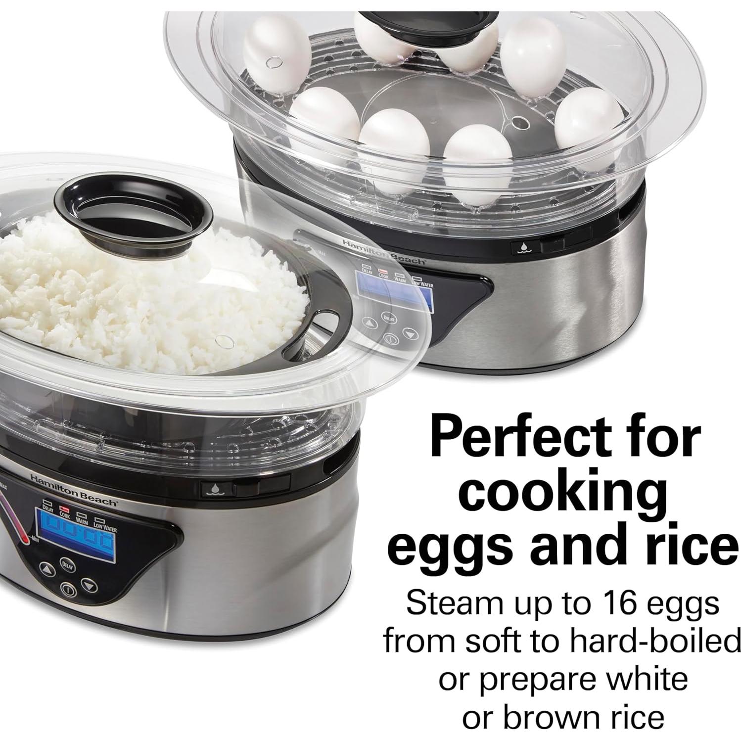 Cocedor Digital Hamilton Beach 5.5L Apilable Negro Acero