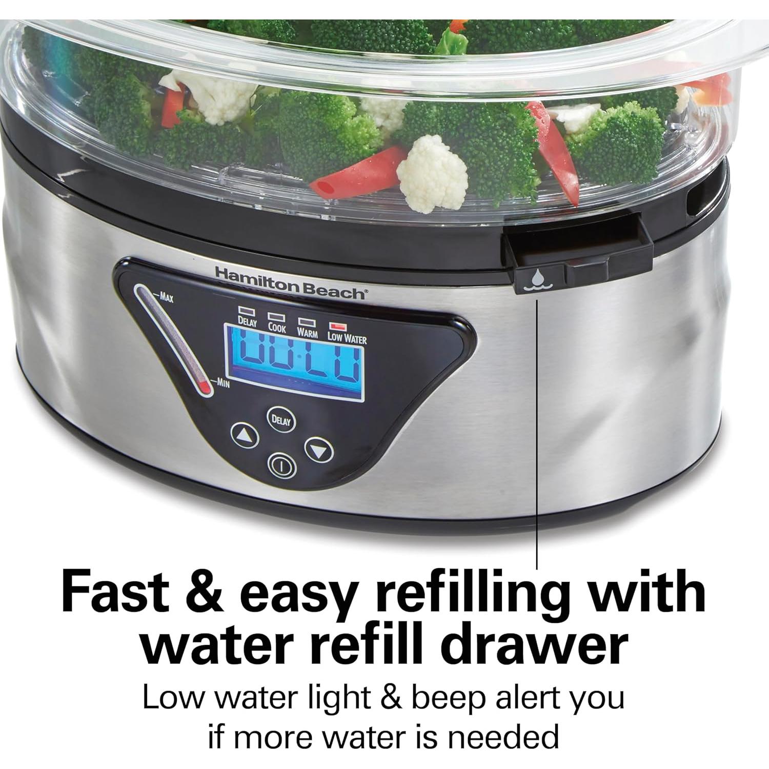 Cocedor Digital Hamilton Beach 5.5L Apilable Negro Acero