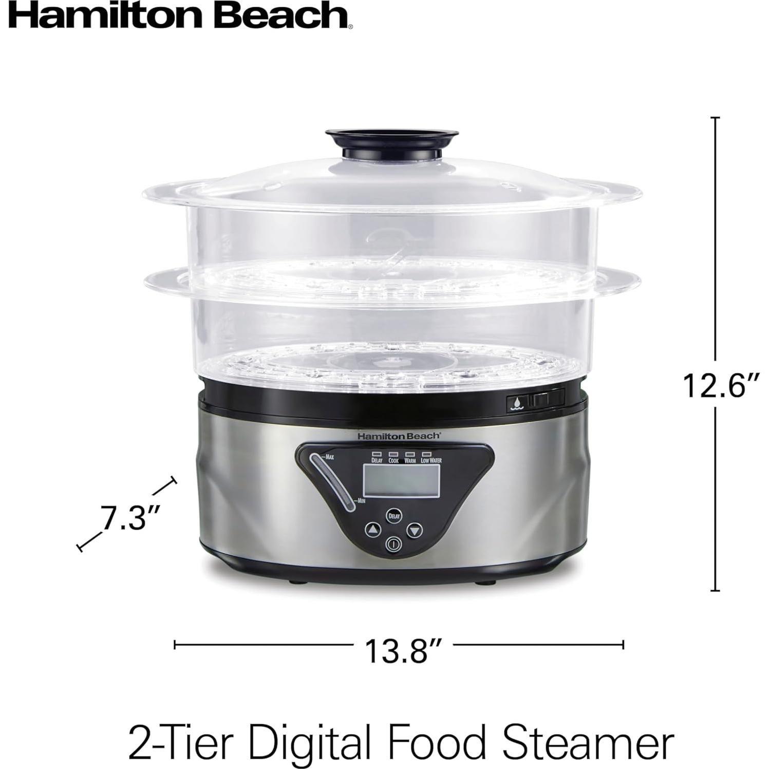 Cocedor Digital Hamilton Beach 5.5L Apilable Negro Acero