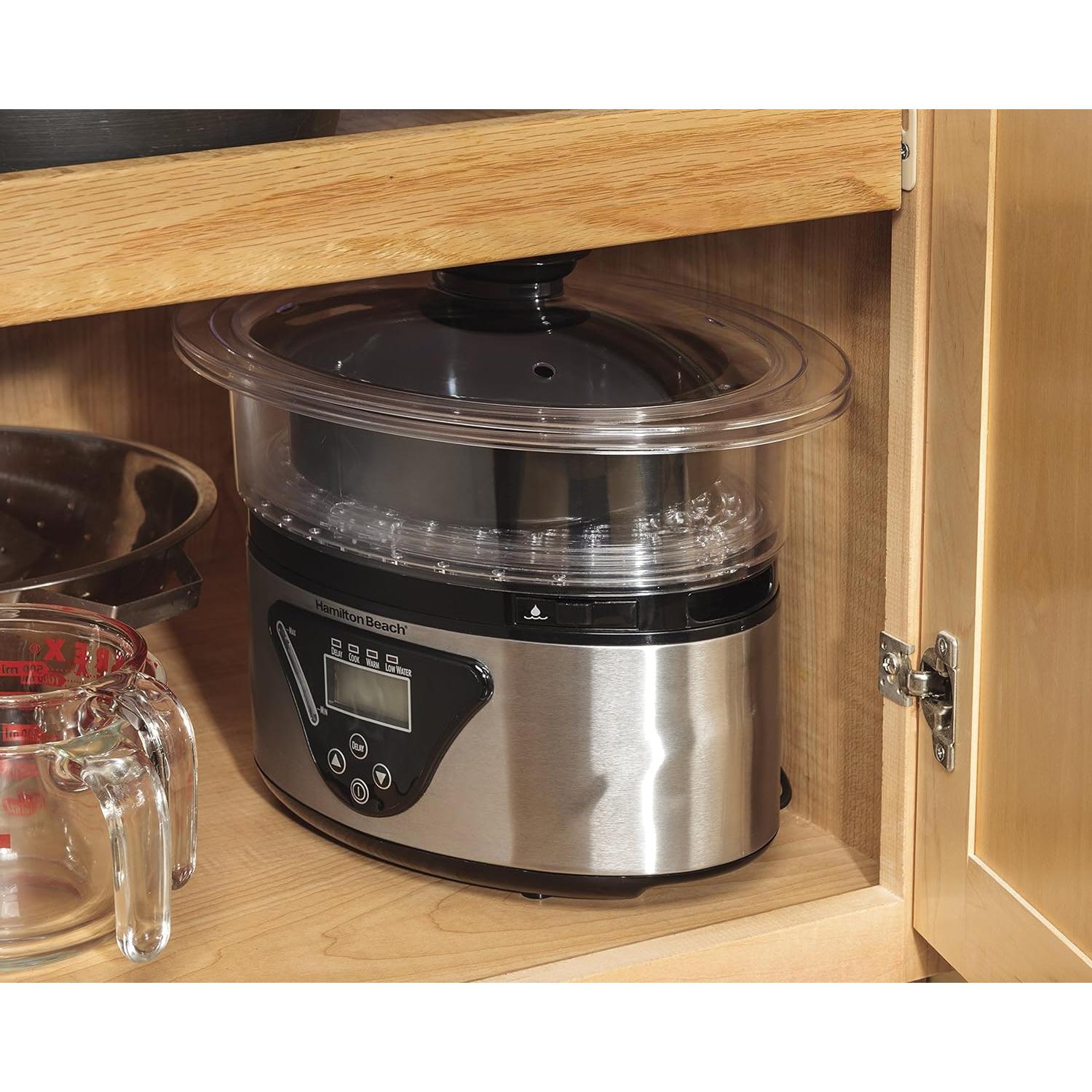 Cocedor Digital Hamilton Beach 5.5L Apilable Negro Acero