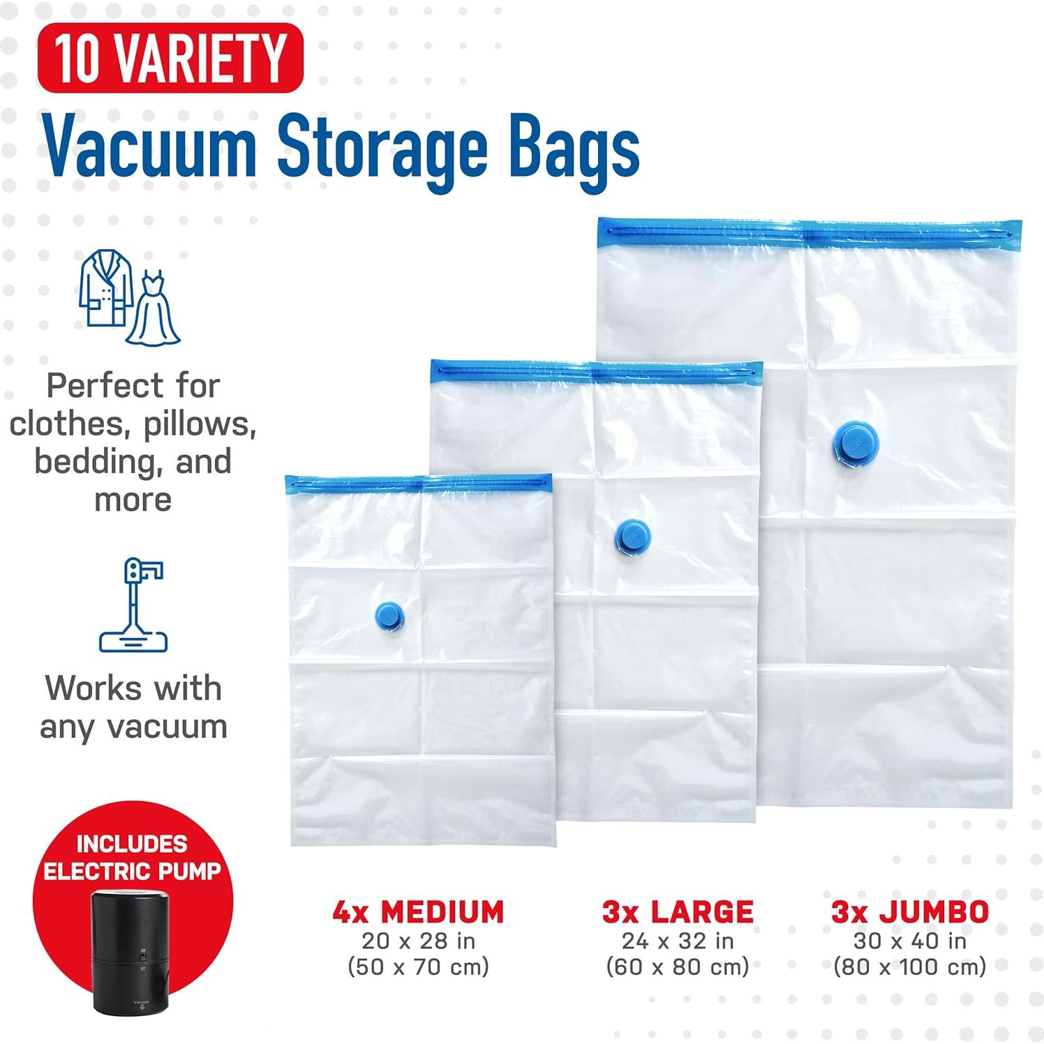 Paquete 10 Bolsas Almacenamiento Vacío Spacesaver 4M 3L 3XL