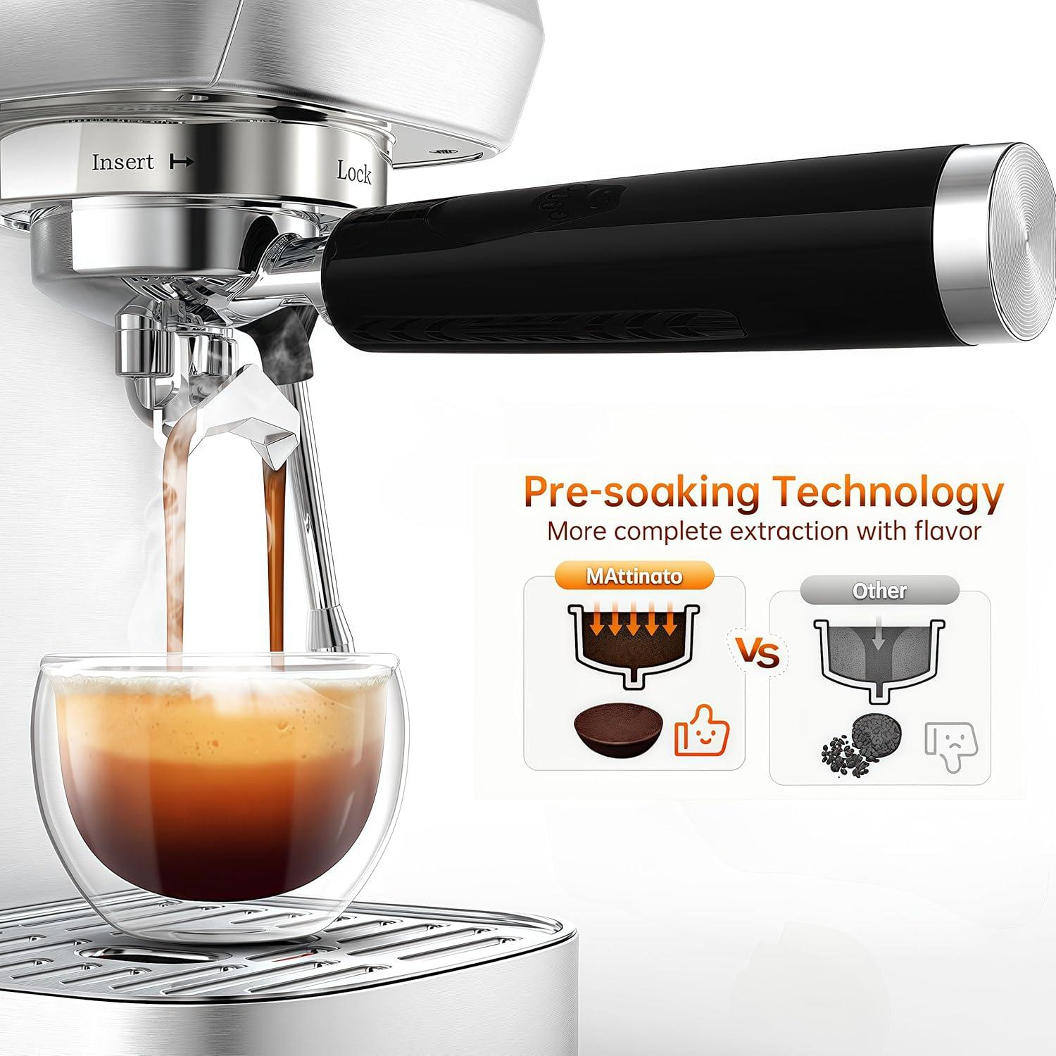 Cafetera Espresso MAttinata I'alba Pro 20 Bar Acero Inoxidable